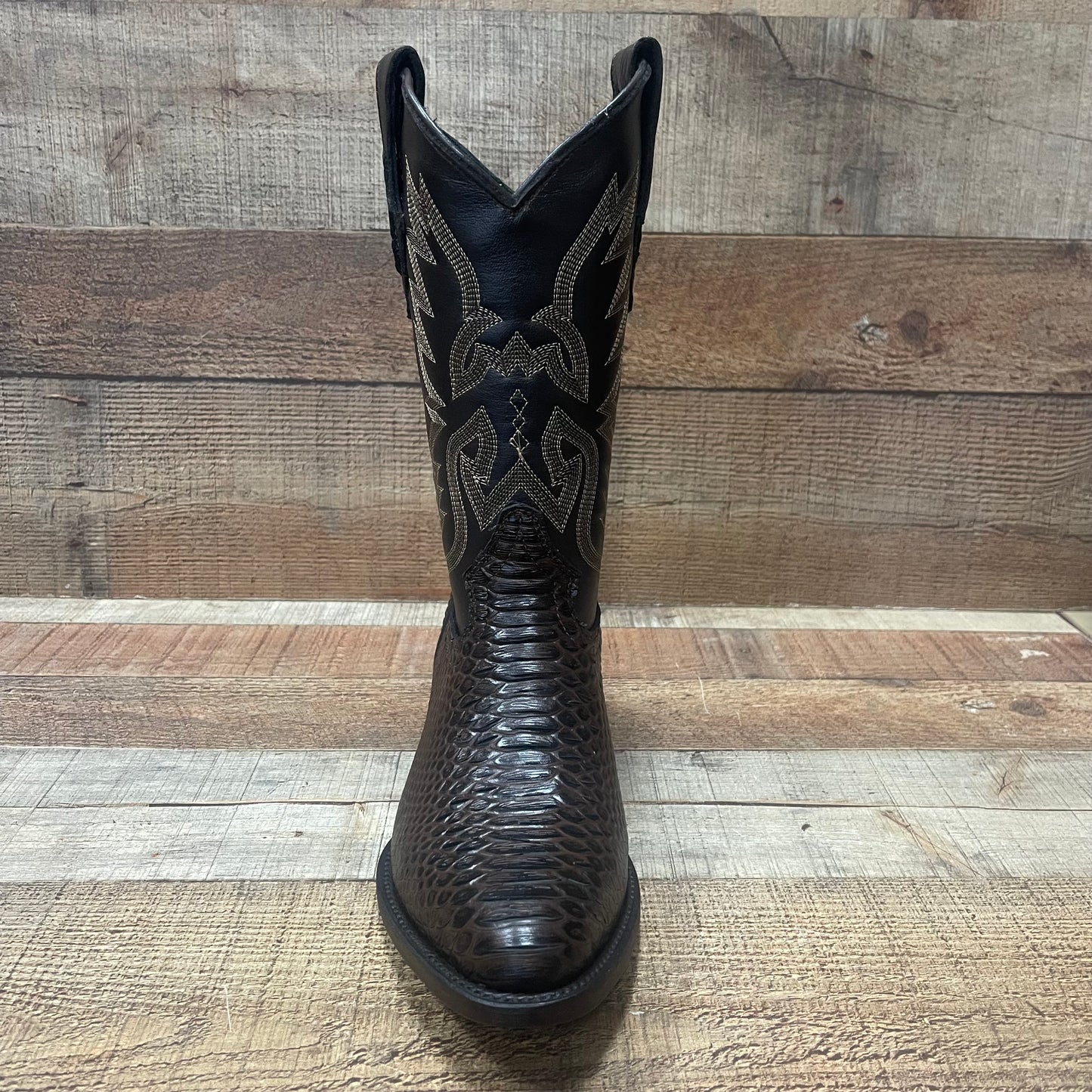 Men's Western Cowboy Pointy Boot Genuine Leather with Python Print Est.096 Piton Puntal