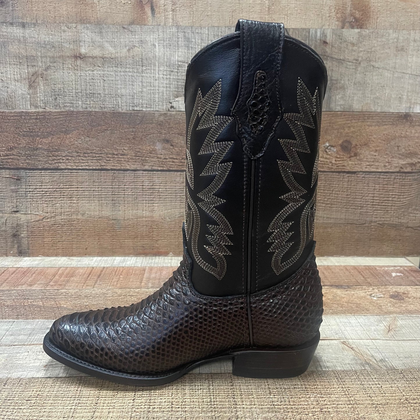 Men's Western Cowboy Pointy Boot Genuine Leather with Python Print Est.096 Piton Puntal