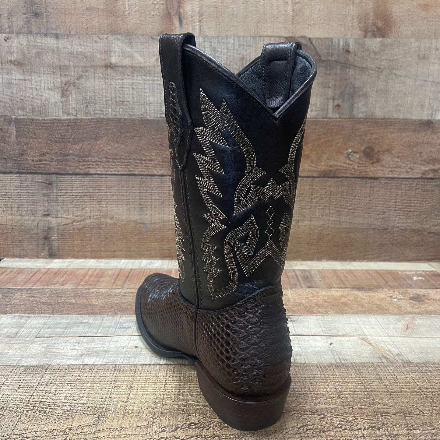 Men's Western Cowboy Pointy Boot Genuine Leather with Python Print Est.096 Piton Puntal