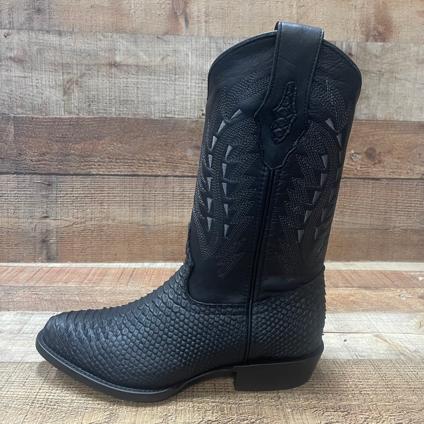 Men's Western Cowboy Pointy Boot Genuine Leather with Python Print Est.096 Piton Puntal