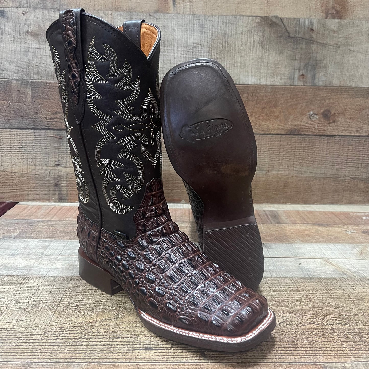 Men's Western Cowboy Genuine Leather with Crocodile Loin Print Est.720 Lomo Cocodrilo