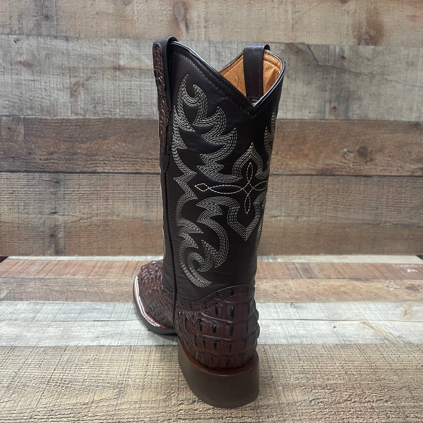 Men's Western Cowboy Genuine Leather with Crocodile Loin Print Est.720 Lomo Cocodrilo