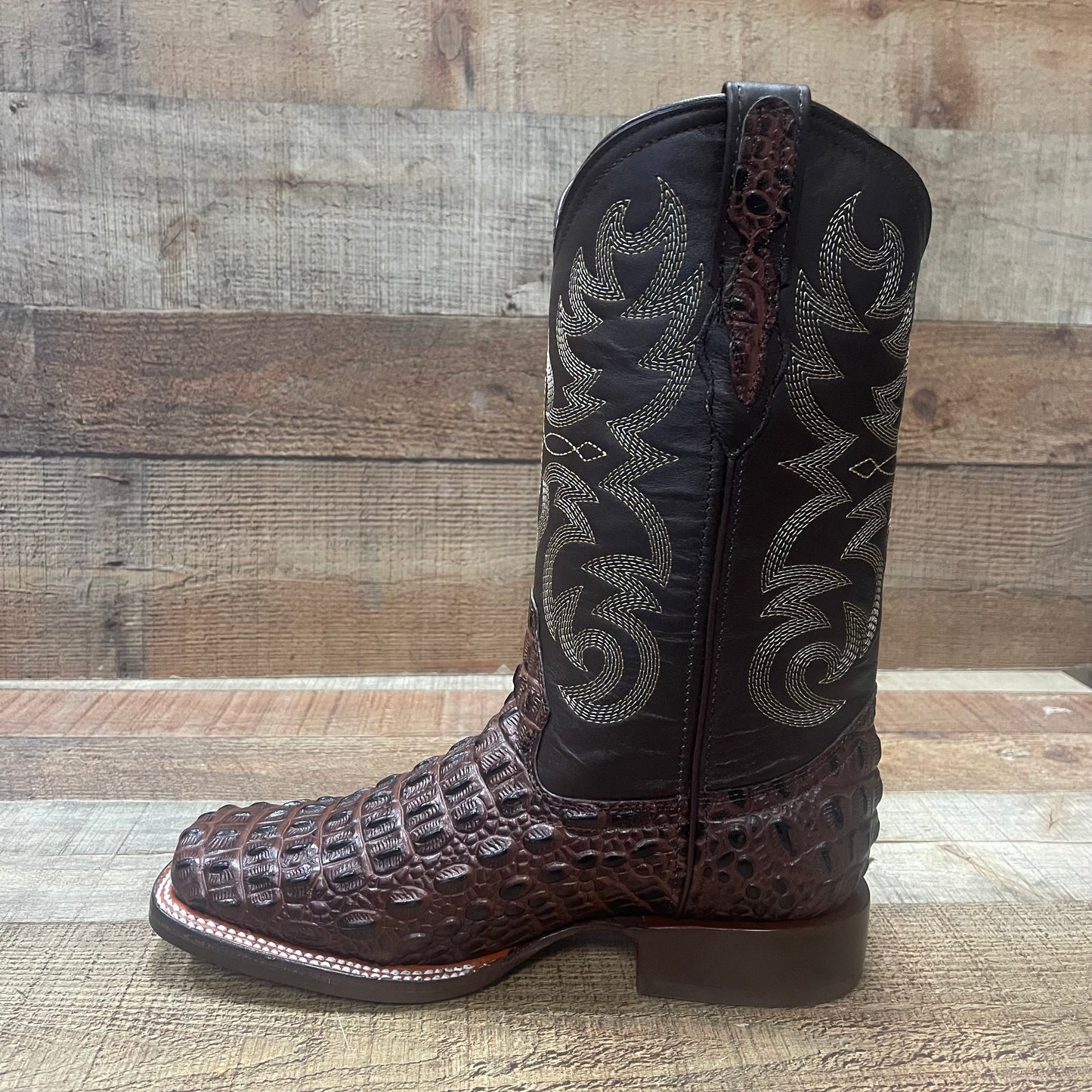 Men's Western Cowboy Genuine Leather with Crocodile Loin Print Est.720 Lomo Cocodrilo