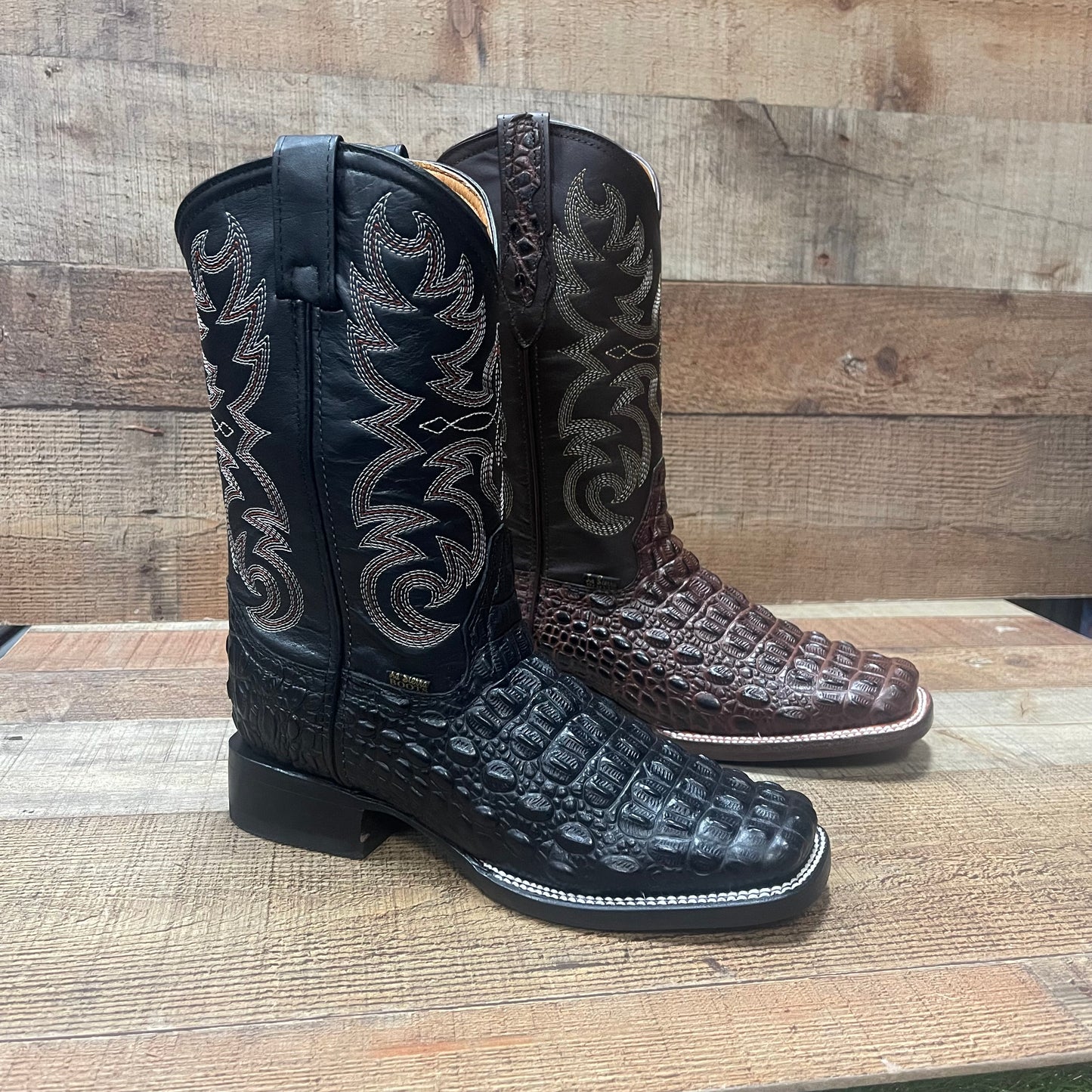 Men's Western Cowboy Genuine Leather with Crocodile Loin Print Est.720 Lomo Cocodrilo