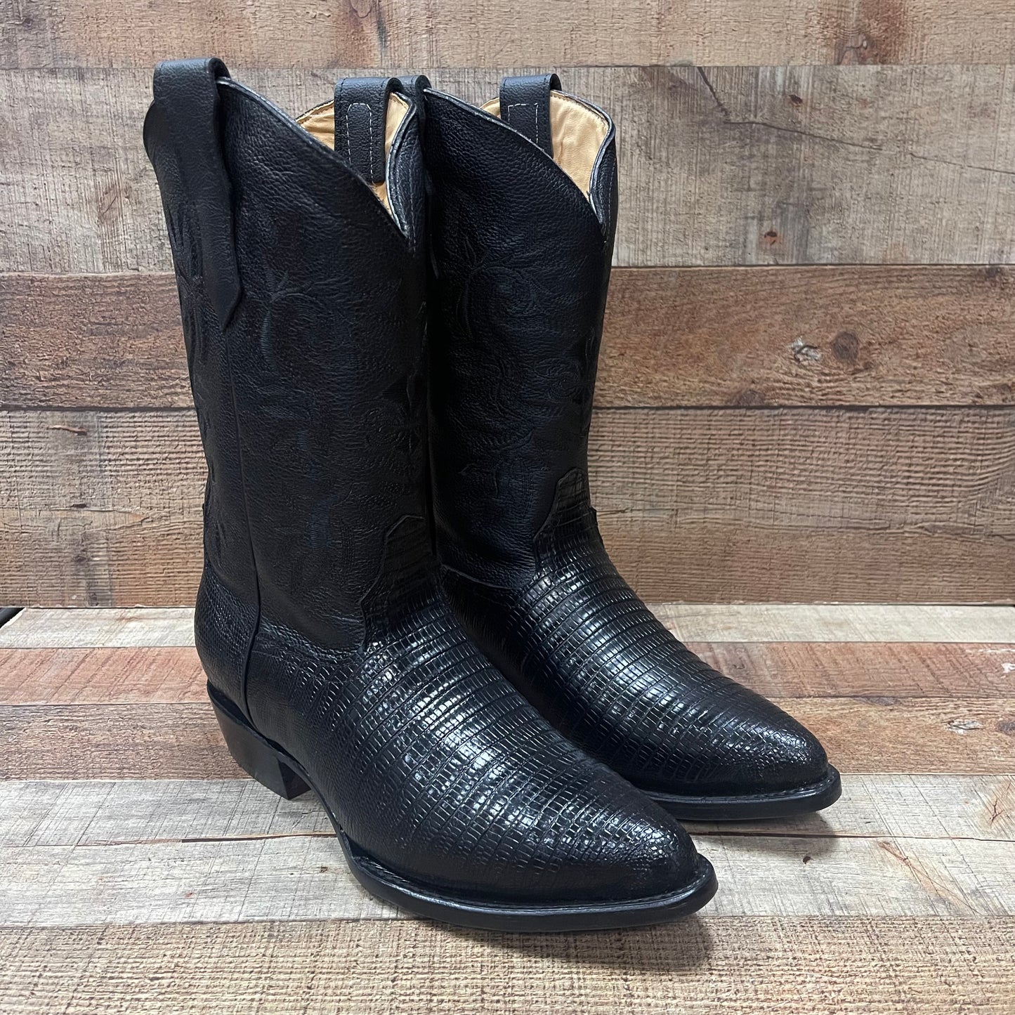Men's Cowboy Boots Lizard Print Genuine Leather Western Est. 099 Lizard