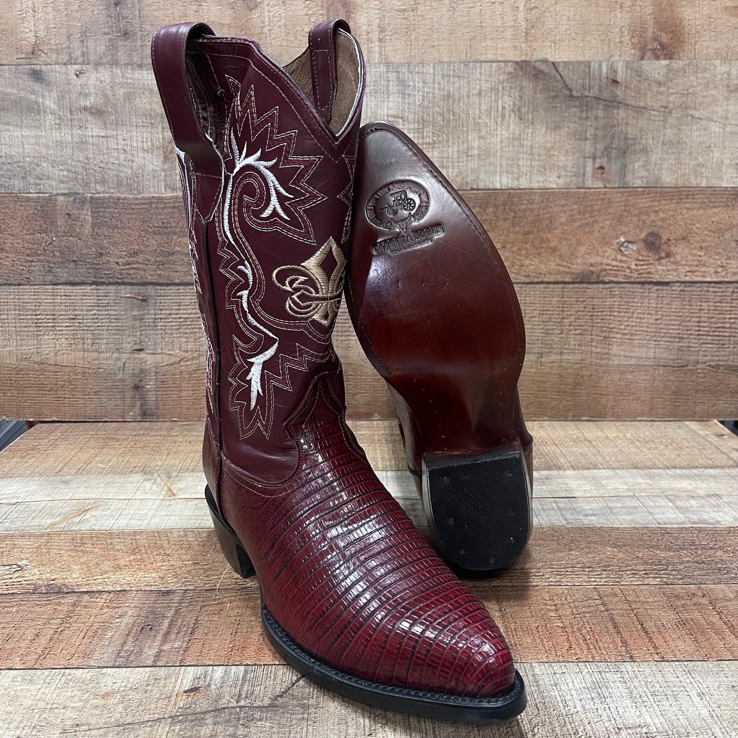 Men's Cowboy Boots Lizard Print Genuine Leather Western Est. 099 Lizard