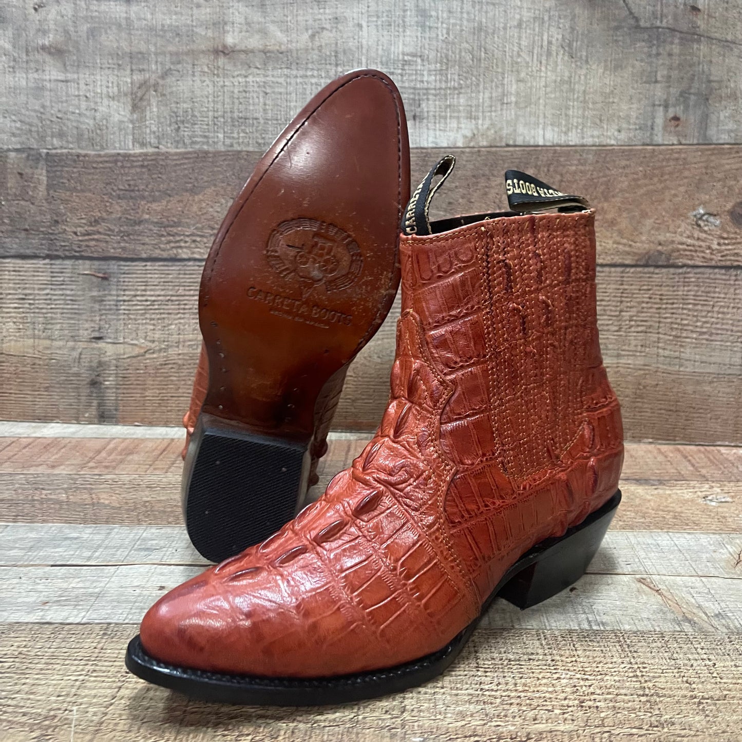 Men's Western Cowboy Crocodile Print Genuine Cowhide Leather Ankle Boot Est. Botin Vaquero Cocodrilo