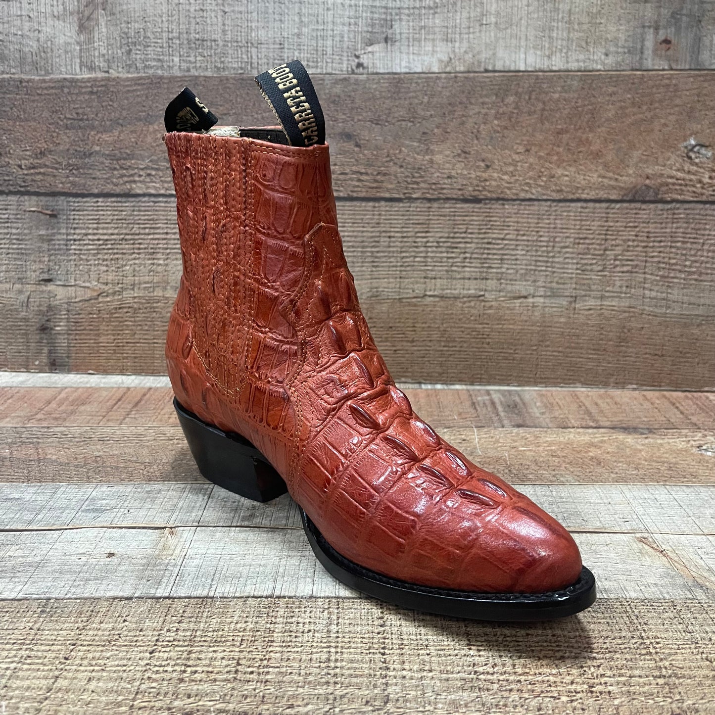 Men's Western Cowboy Crocodile Print Genuine Cowhide Leather Ankle Boot Est. Botin Vaquero Cocodrilo