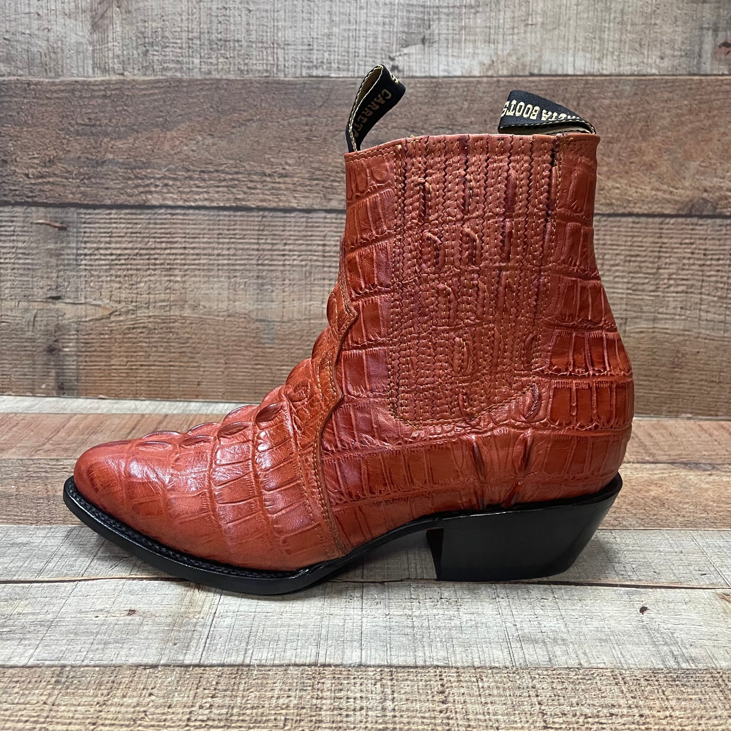 Men's Western Cowboy Crocodile Print Genuine Cowhide Leather Ankle Boot Est. Botin Vaquero Cocodrilo