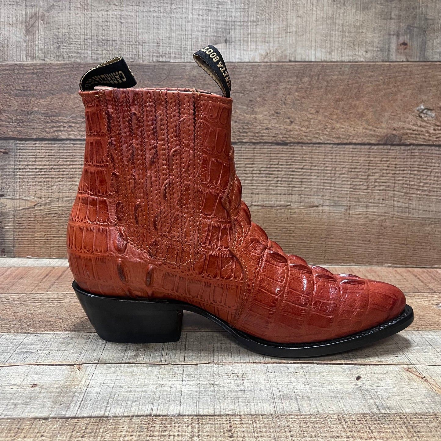 Men's Western Cowboy Crocodile Print Genuine Cowhide Leather Ankle Boot Est. Botin Vaquero Cocodrilo