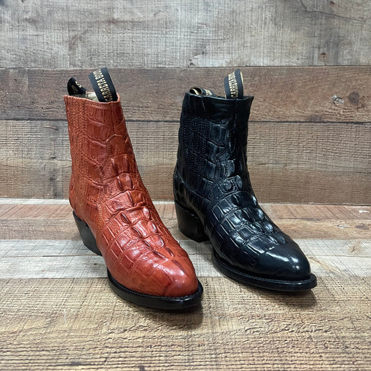 Men's Western Cowboy Crocodile Print Genuine Cowhide Leather Ankle Boot Est. Botin Vaquero Cocodrilo