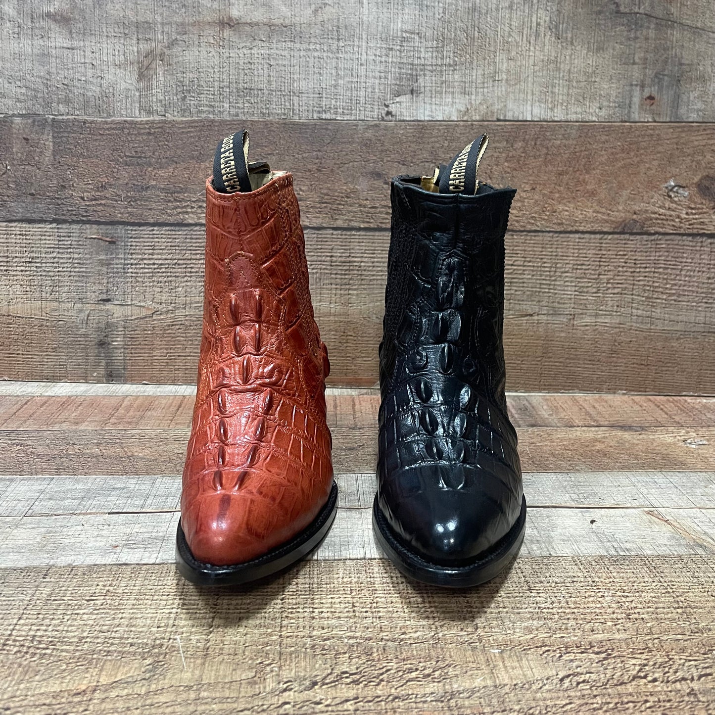 Men's Western Cowboy Crocodile Print Genuine Cowhide Leather Ankle Boot Est. Botin Vaquero Cocodrilo