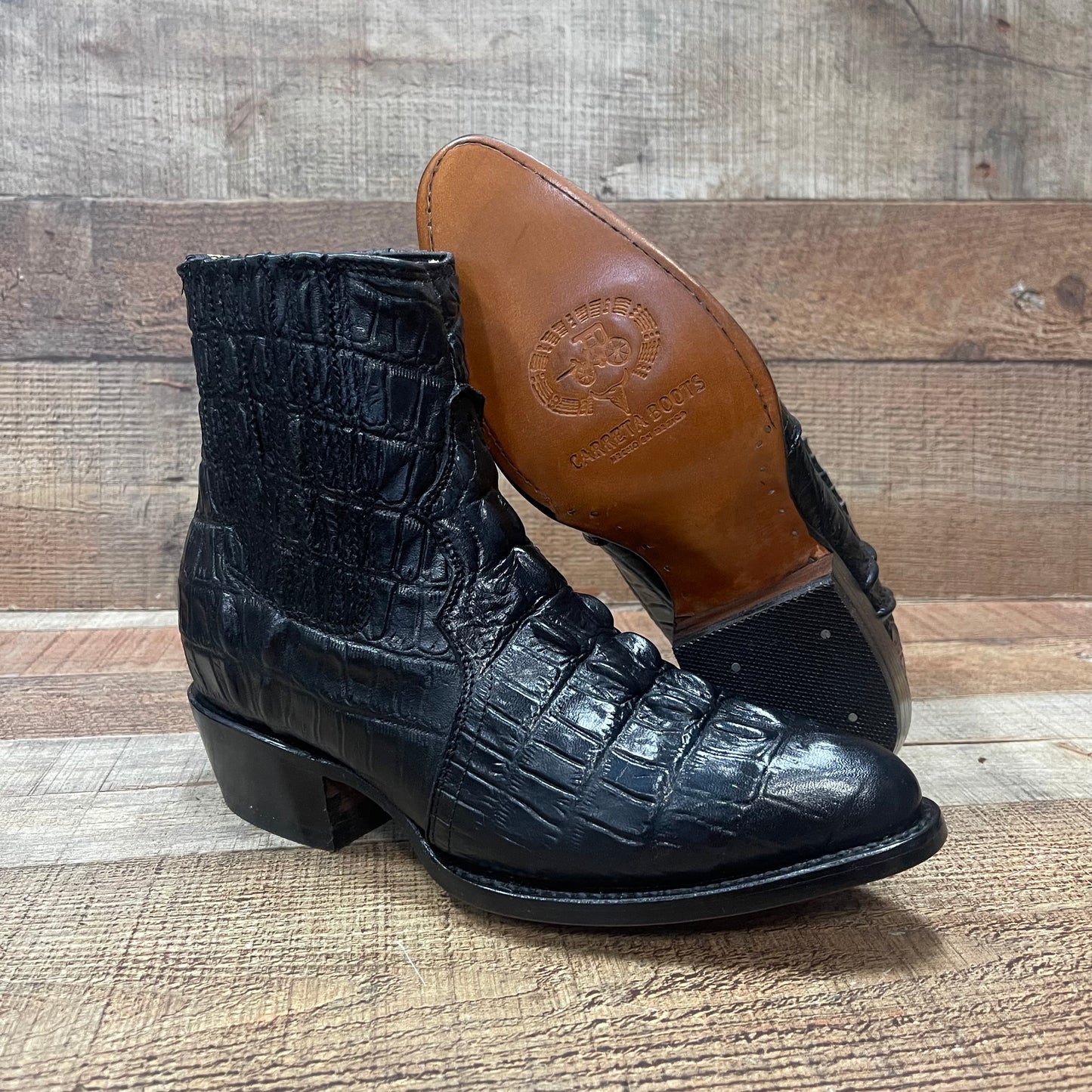 Men's Western Cowboy Crocodile Print Genuine Cowhide Leather Ankle Boot Est. Botin Vaquero Cocodrilo