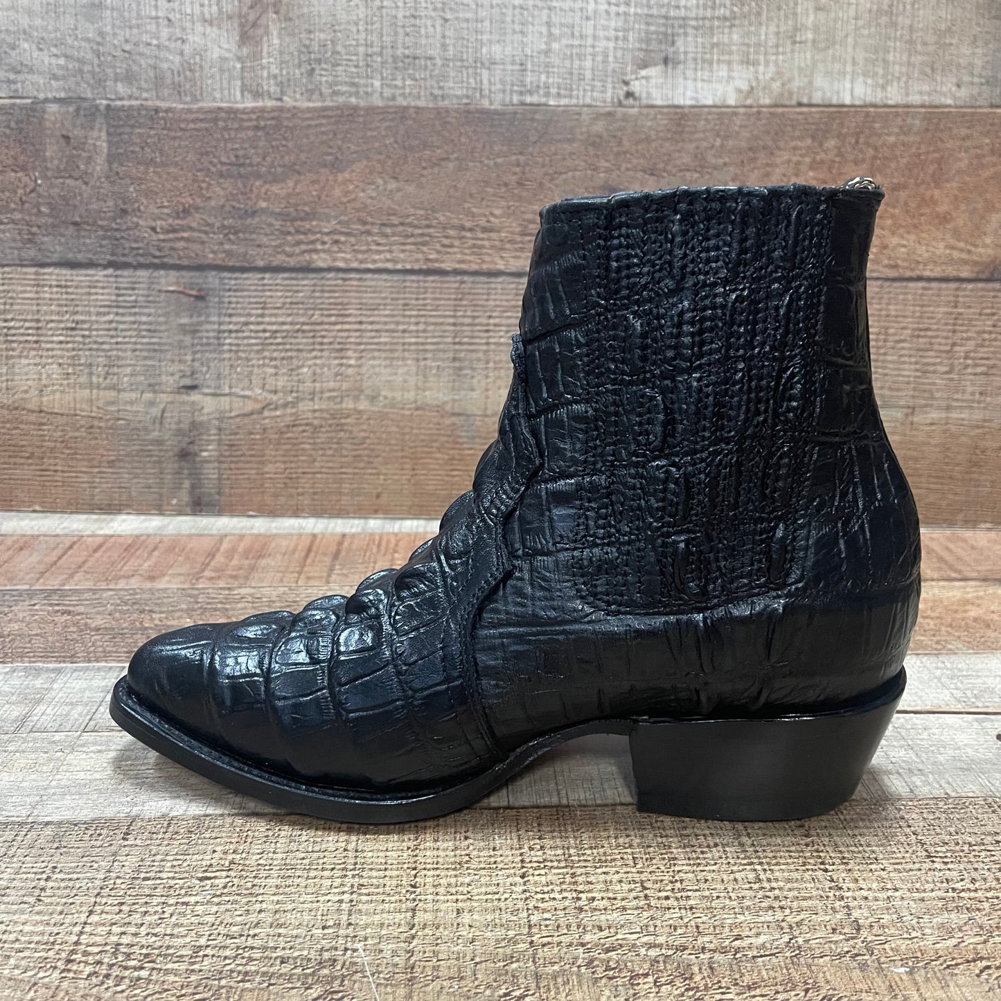 Men's Western Cowboy Crocodile Print Genuine Cowhide Leather Ankle Boot Est. Botin Vaquero Cocodrilo