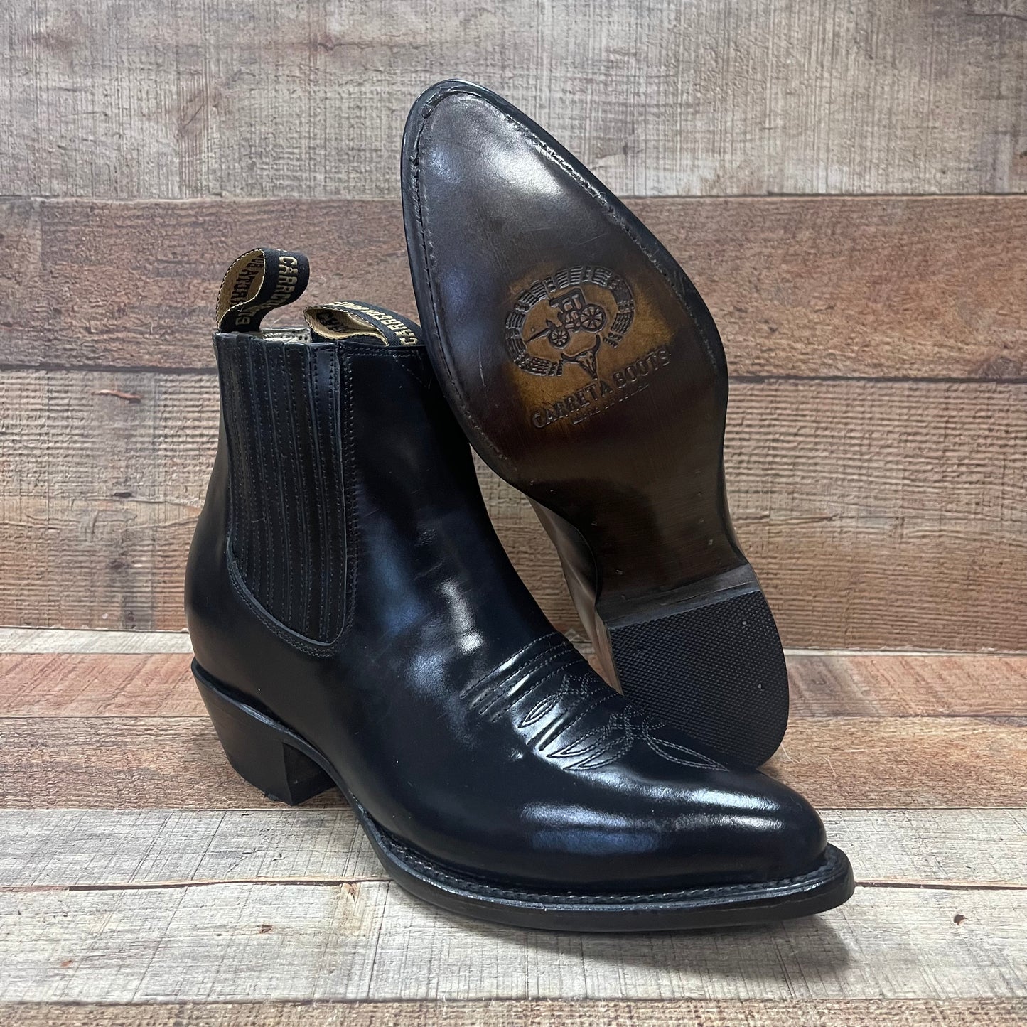 Men's Western Cowboy Genuine Cowhide Leather Napa Ankle Boot Est. Botin Vaquero Camaleony)