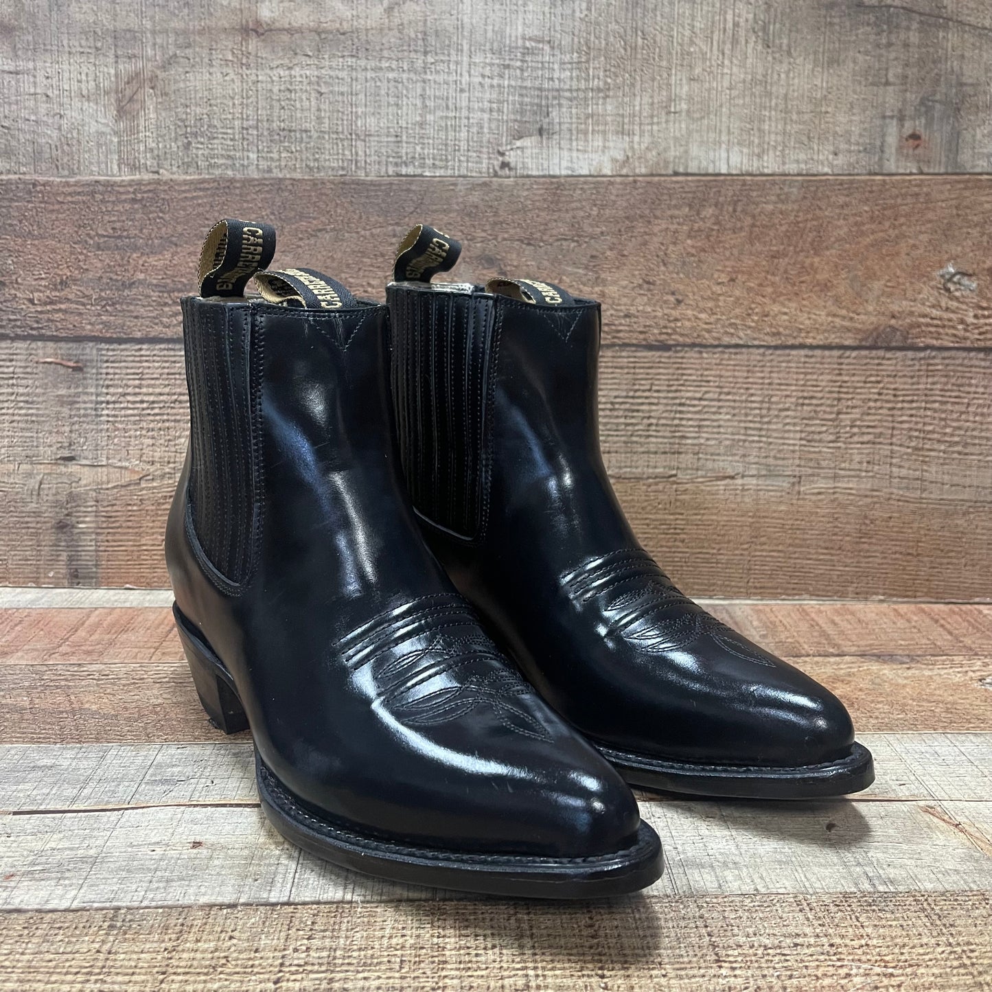Men's Western Cowboy Genuine Cowhide Leather Napa Ankle Boot Est. Botin Vaquero Camaleony)