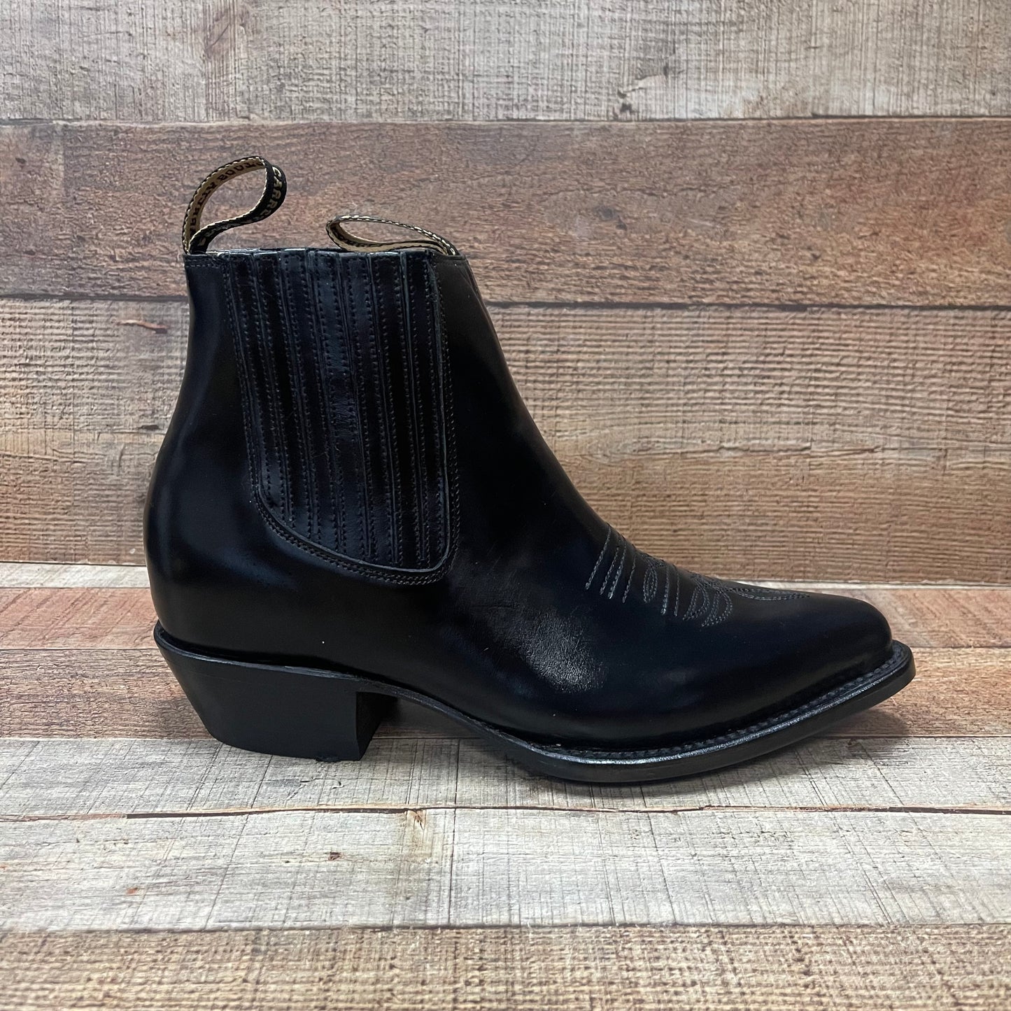 Men's Western Cowboy Genuine Cowhide Leather Napa Ankle Boot Est. Botin Vaquero Camaleony)