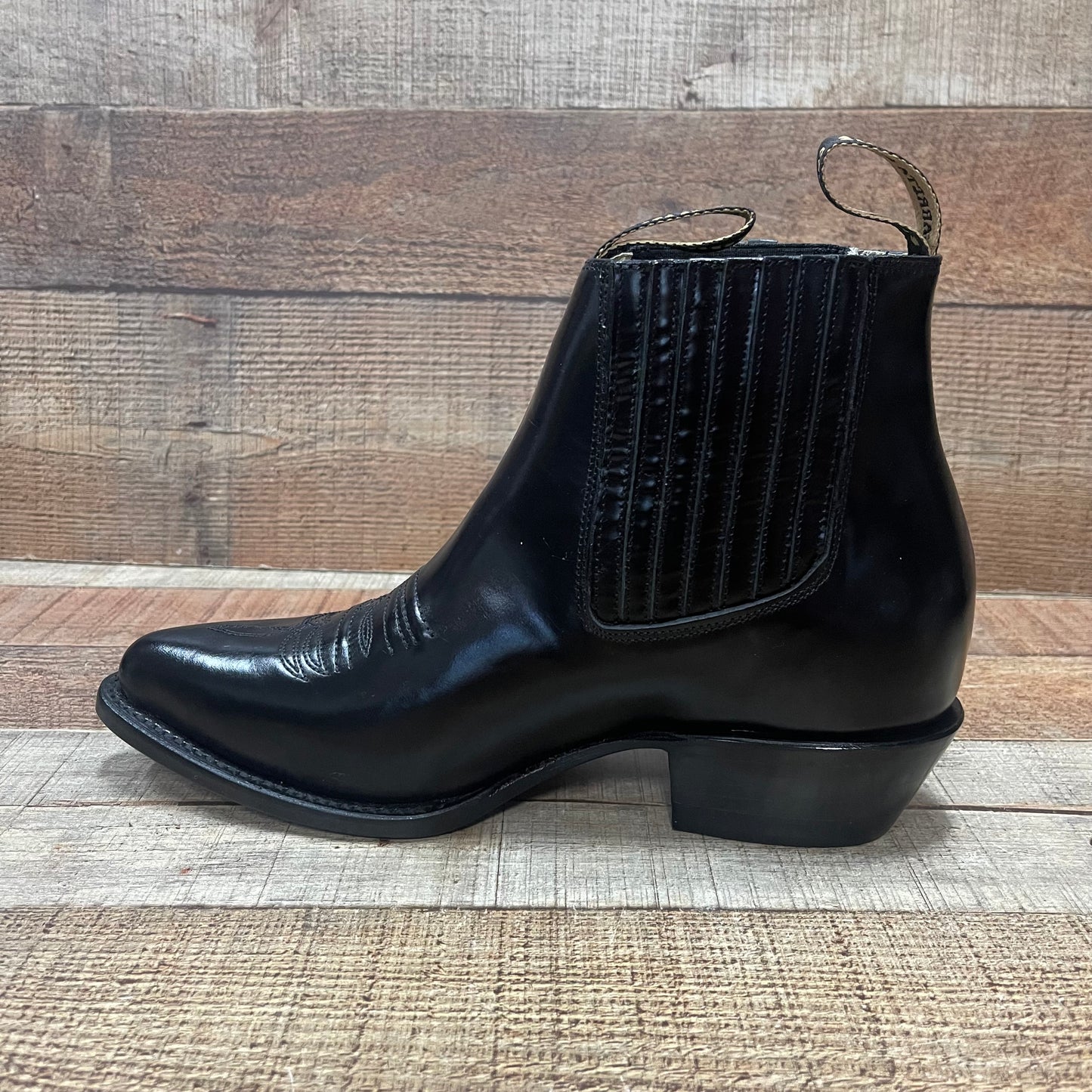 Men's Western Cowboy Genuine Cowhide Leather Napa Ankle Boot Est. Botin Vaquero Camaleony)