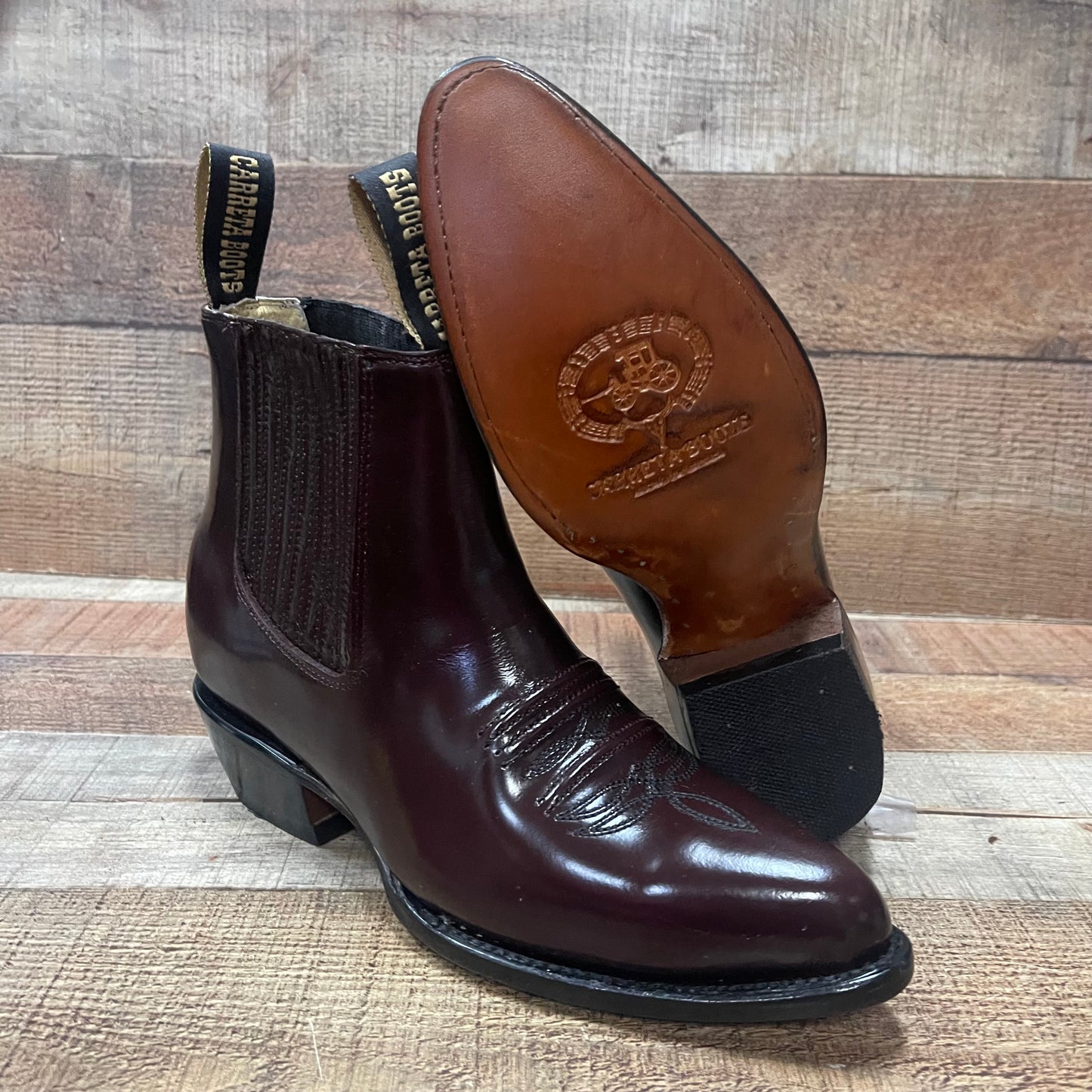 Men's Western Cowboy Genuine Cowhide Leather Napa Ankle Boot Est. Botin Vaquero Camaleony)