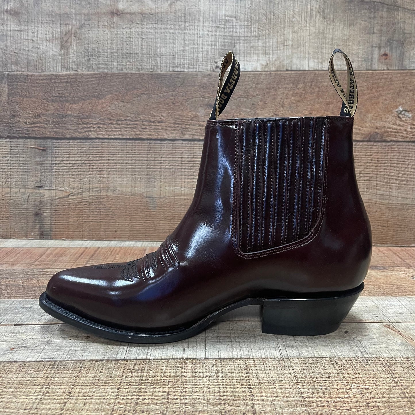 Men's Western Cowboy Genuine Cowhide Leather Napa Ankle Boot Est. Botin Vaquero Camaleony)