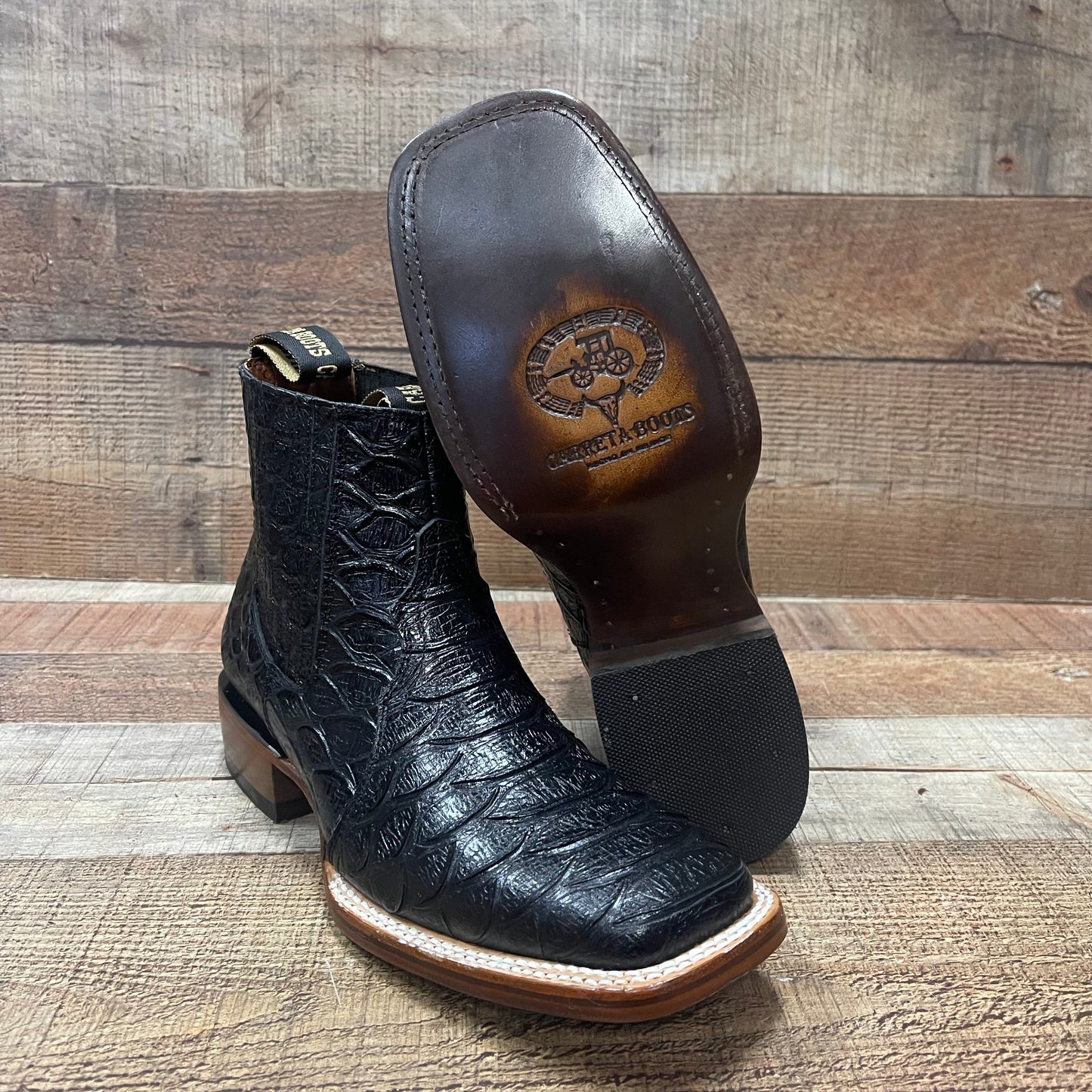 Men's Western Cowboy Jumbo Python Print Genuine Cowhide Leather Ankle Boot Botin Est.389 Piton Jumbo