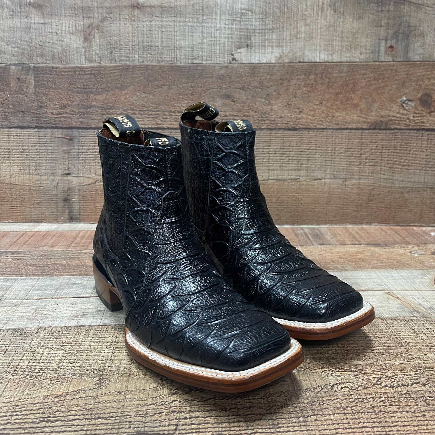 Men's Western Cowboy Jumbo Python Print Genuine Cowhide Leather Ankle Boot Botin Est.389 Piton Jumbo
