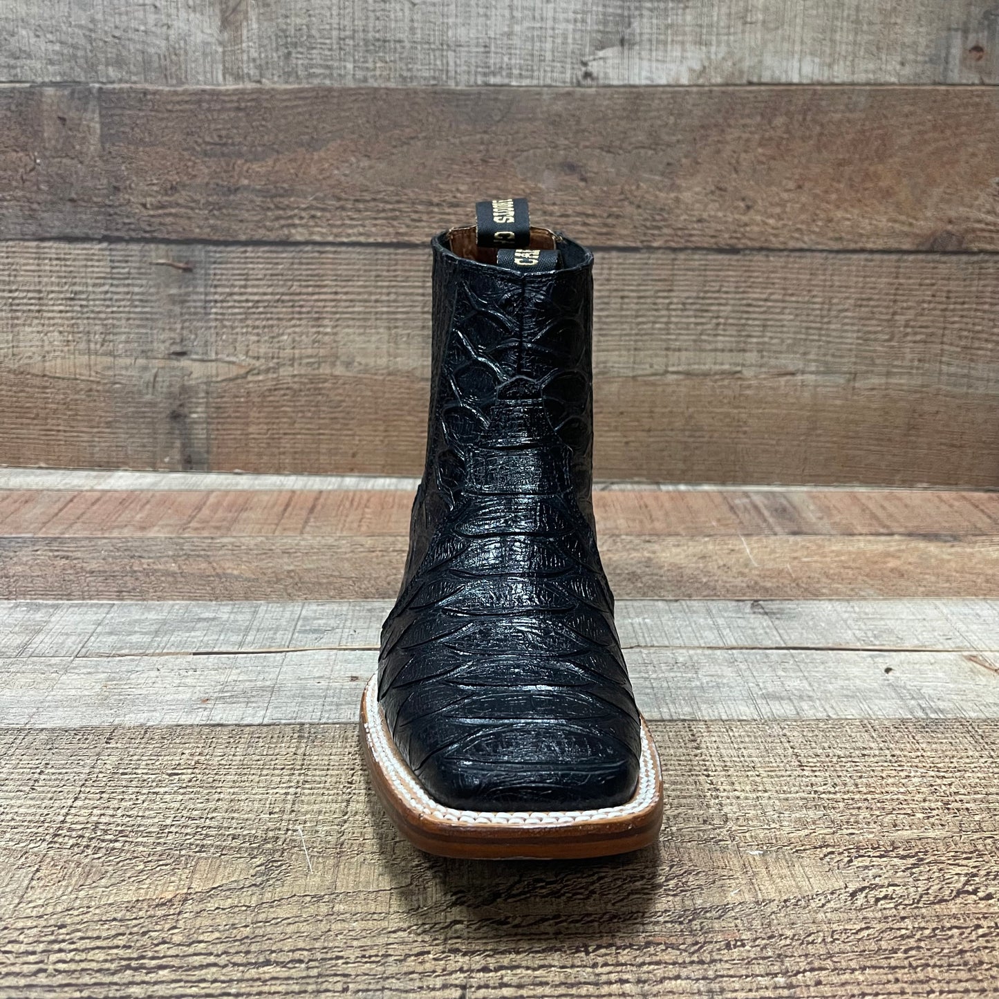 Men's Western Cowboy Jumbo Python Print Genuine Cowhide Leather Ankle Boot Botin Est.389 Piton Jumbo