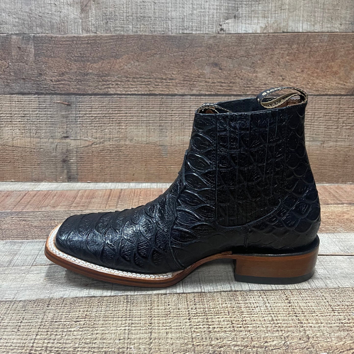 Men's Western Cowboy Jumbo Python Print Genuine Cowhide Leather Ankle Boot Botin Est.389 Piton Jumbo