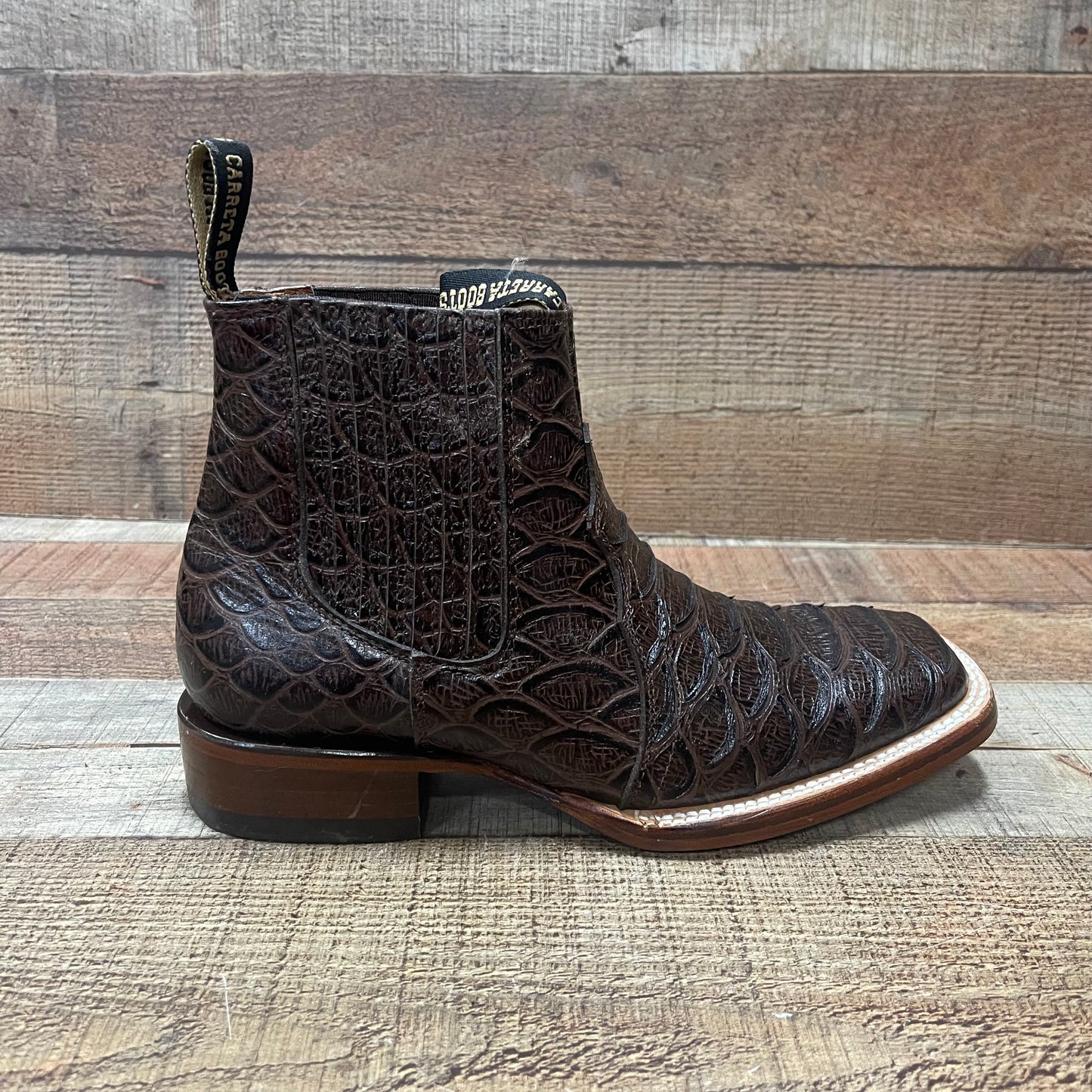 Men's Western Cowboy Jumbo Python Print Genuine Cowhide Leather Ankle Boot Botin Est.389 Piton Jumbo