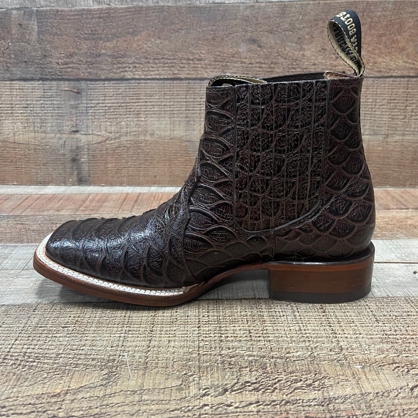 Men's Western Cowboy Jumbo Python Print Genuine Cowhide Leather Ankle Boot Botin Est.389 Piton Jumbo