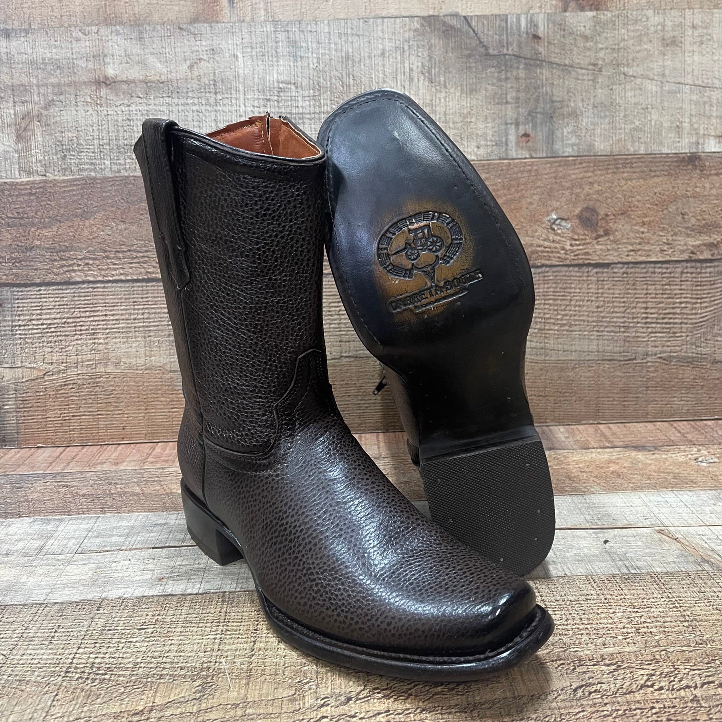 Men's Western Cowboy Zipper Genuine Leather American Deer Boots Dubai Toe Est. 264