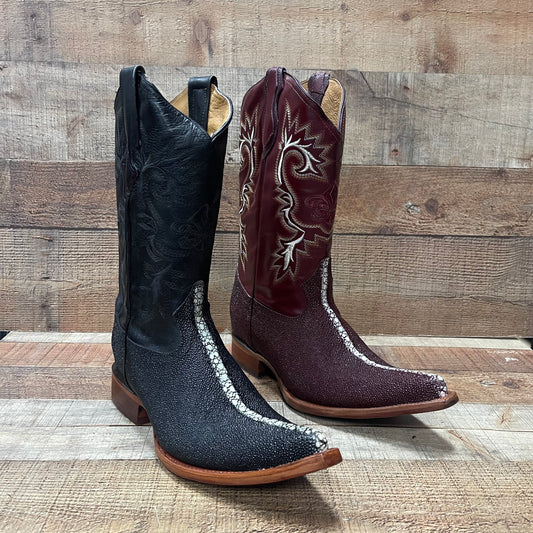 Men's Cowboy Western Exotic Stingray Print Pointed Toe Boot Bota Mantarraya Puntal Est.097
