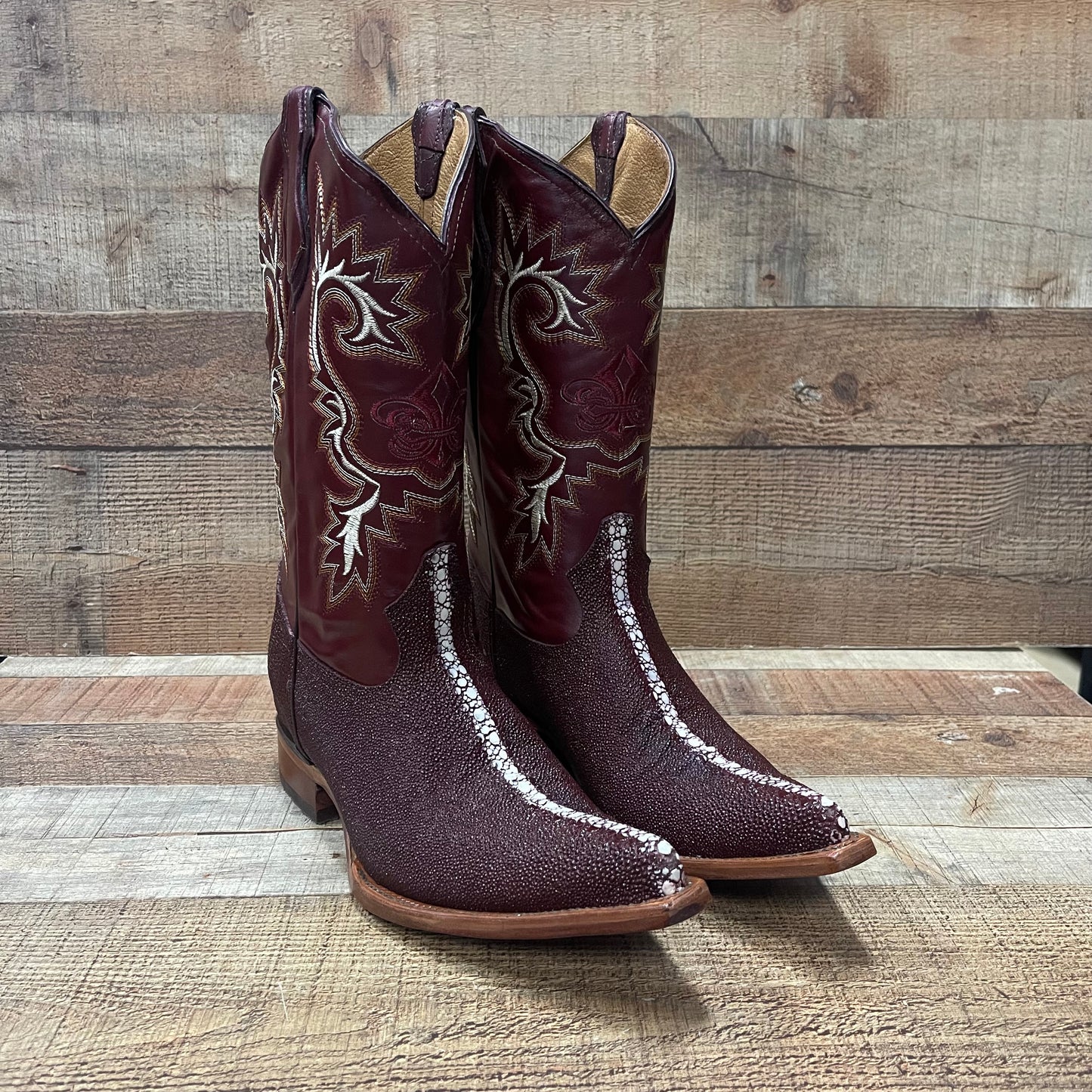 Men's Cowboy Western Exotic Stingray Print Pointed Toe Boot Bota Mantarraya Puntal Est.097