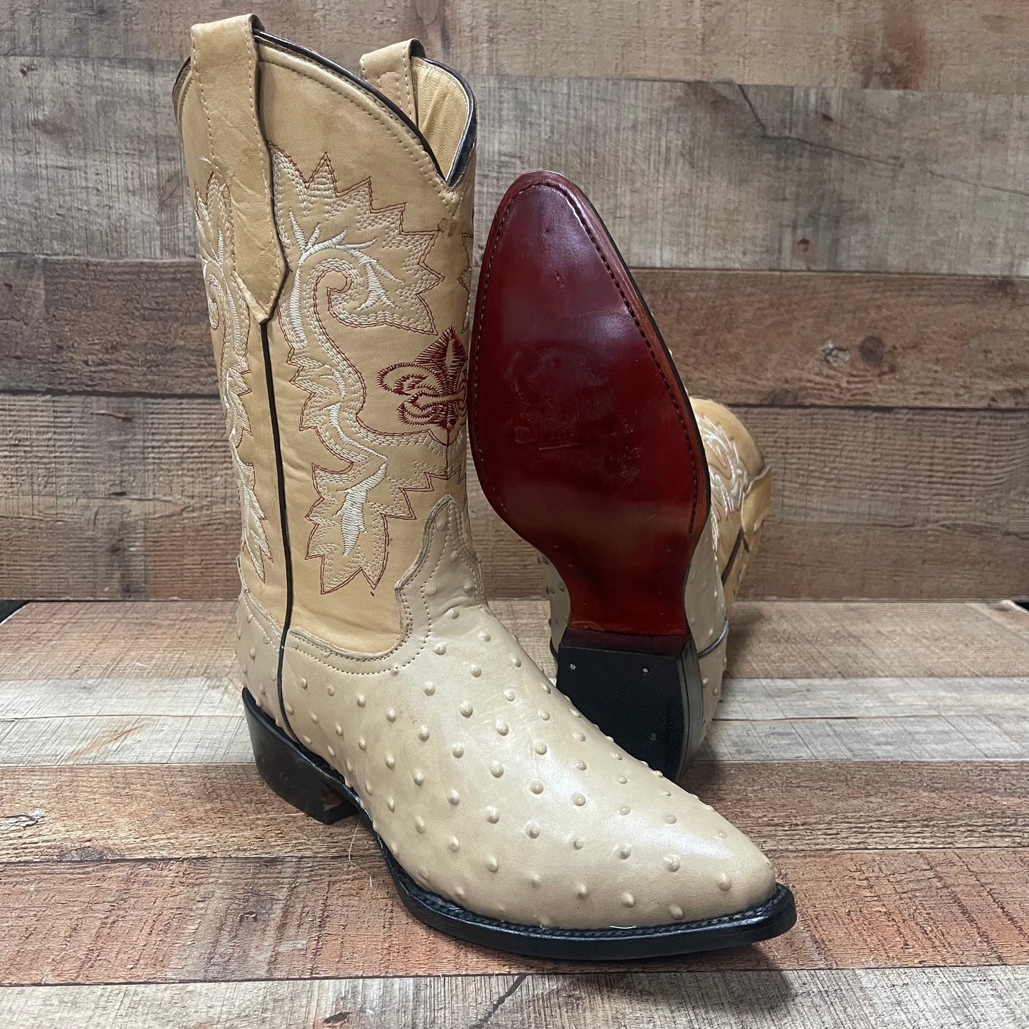 Men's Cowboy Western Ostrich Print Pointed Boots Bota Avestruz Vaquera Puntal Est.099