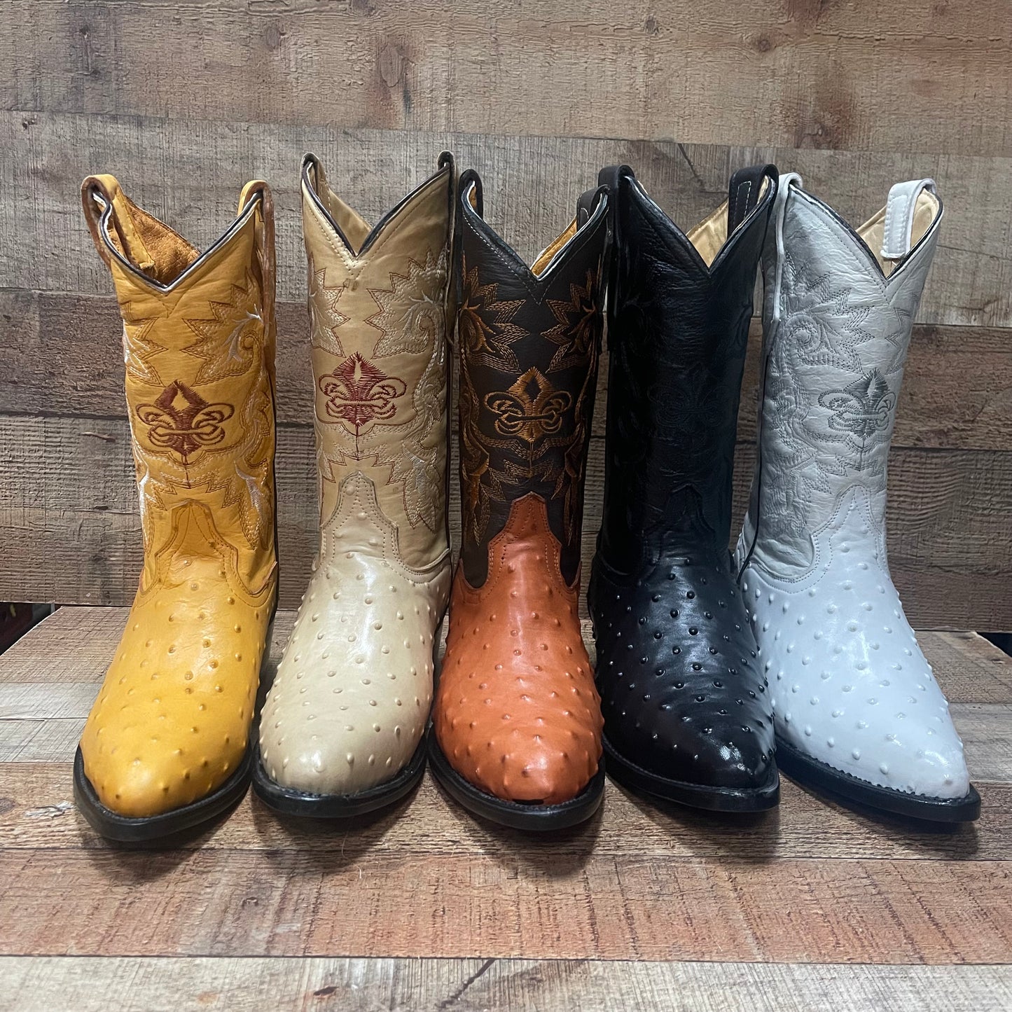 Men's Cowboy Western Ostrich Print Pointed Boots Bota Avestruz Vaquera Puntal Est.099