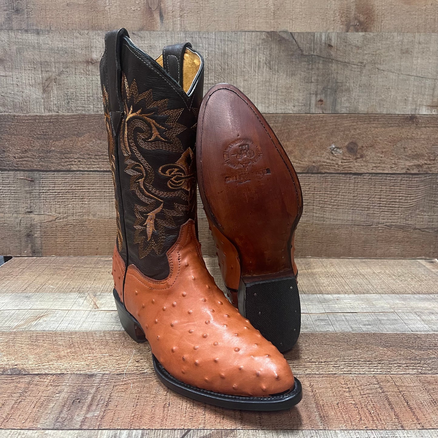 Men's Cowboy Western Ostrich Print Pointed Boots Bota Avestruz Vaquera Puntal Est.099