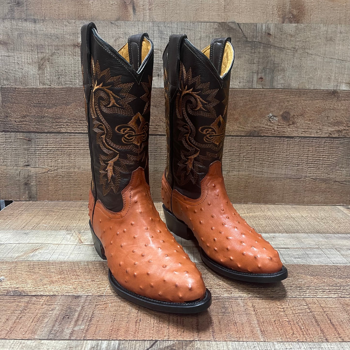 Men's Cowboy Western Ostrich Print Pointed Boots Bota Avestruz Vaquera Puntal Est.099