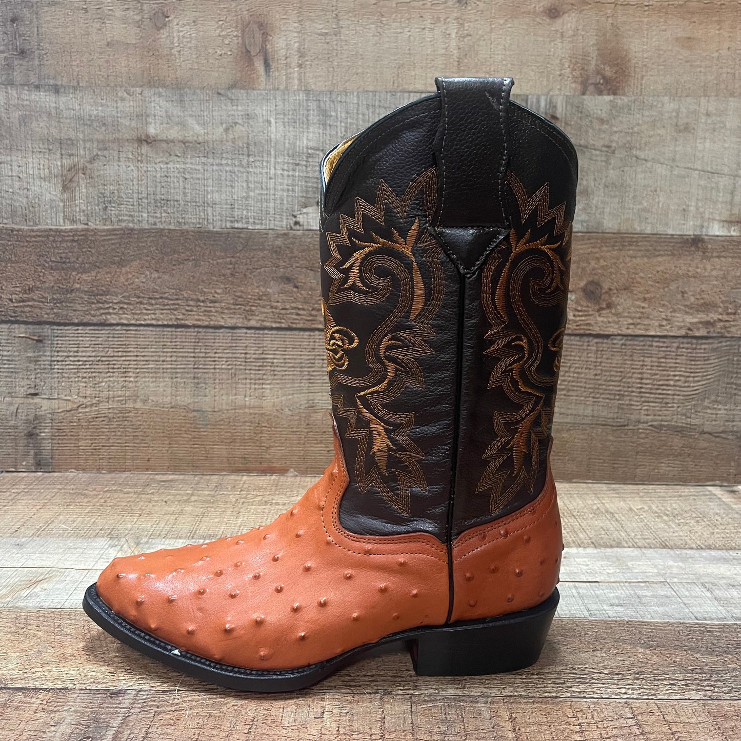 Men's Cowboy Western Ostrich Print Pointed Boots Bota Avestruz Vaquera Puntal Est.099