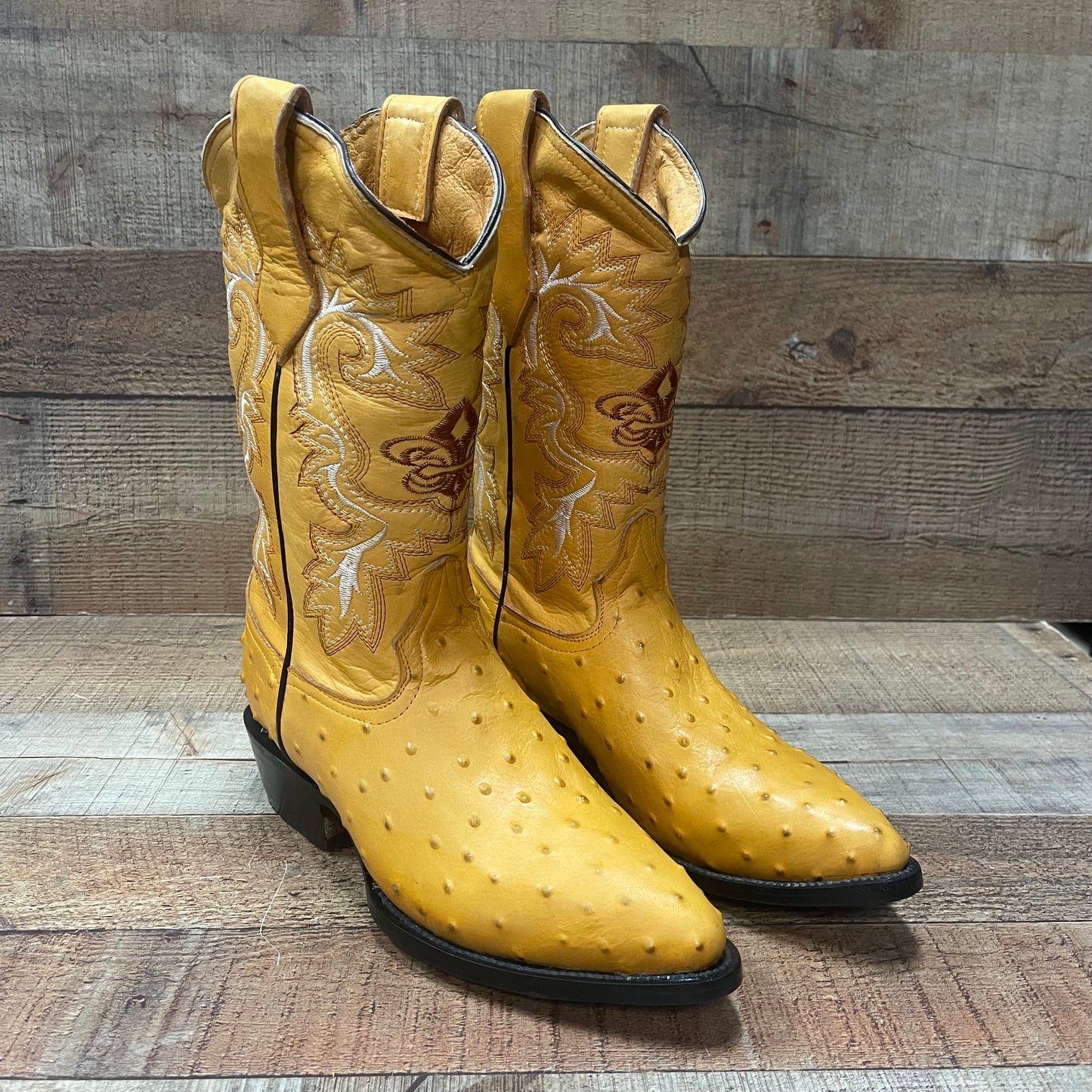 Men's Cowboy Western Ostrich Print Pointed Boots Bota Avestruz Vaquera Puntal Est.099