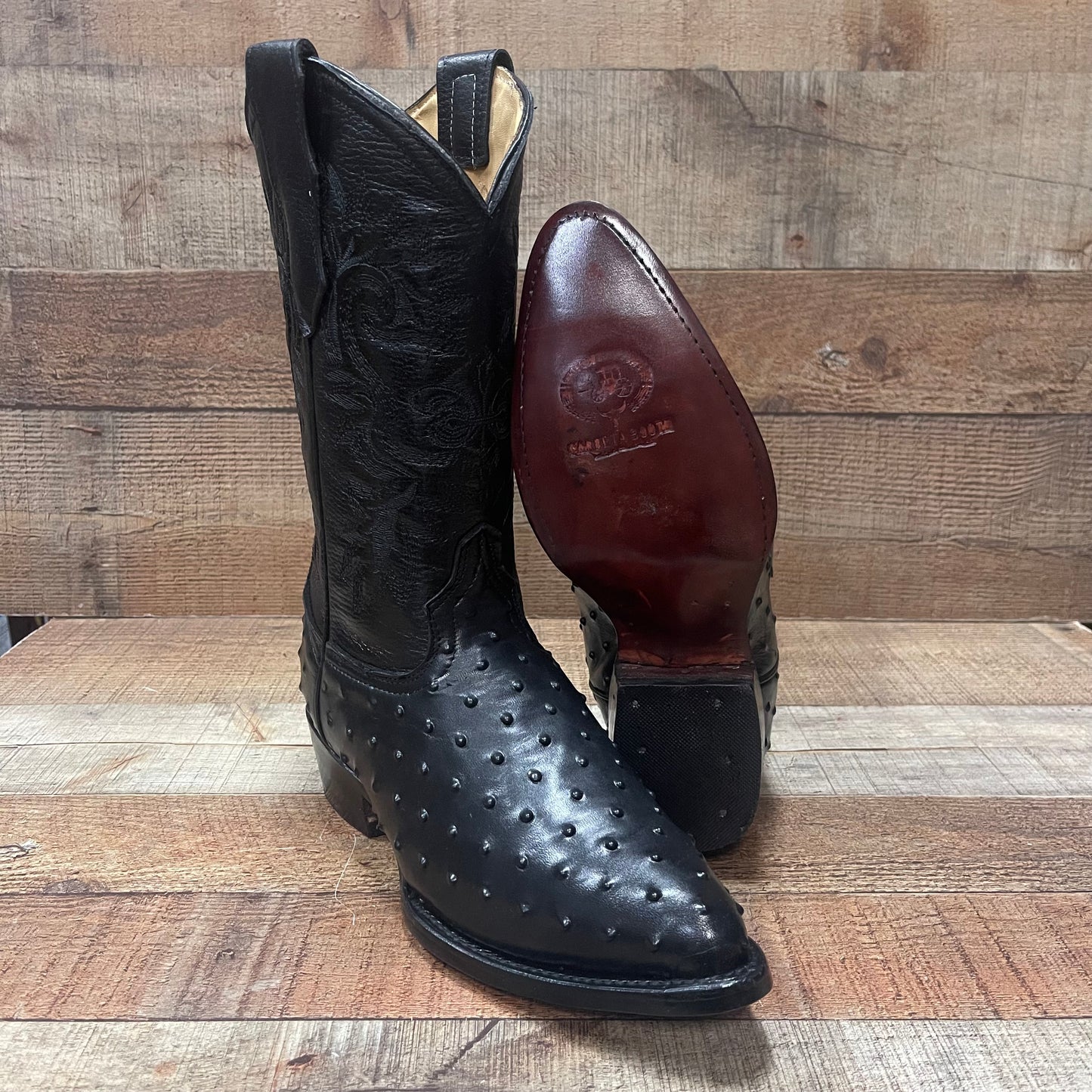 Men's Cowboy Western Ostrich Print Pointed Boots Bota Avestruz Vaquera Puntal Est.099