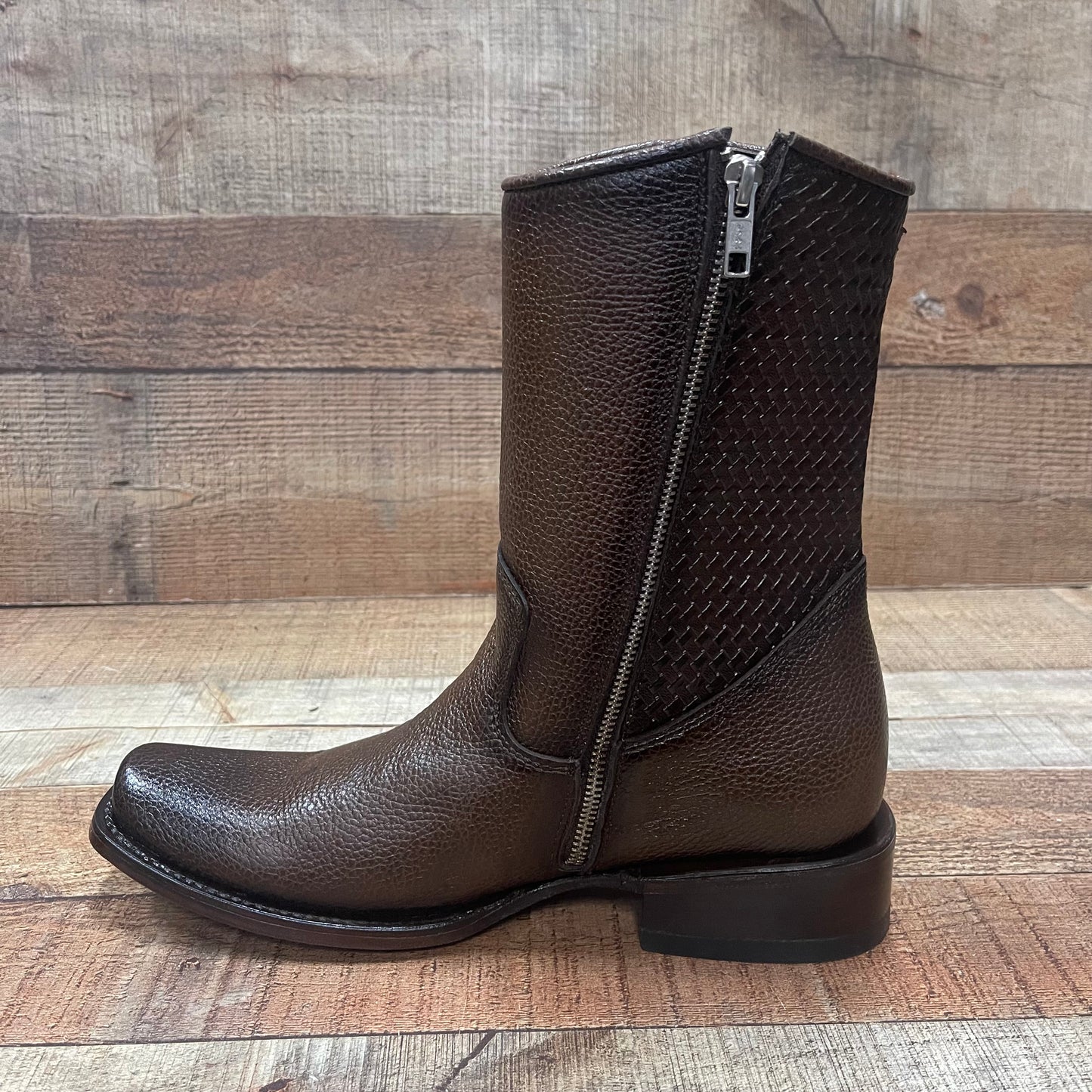 Men's Western Cowboy Zipper Genuine Leather Boots Dubai Toe Est. 004