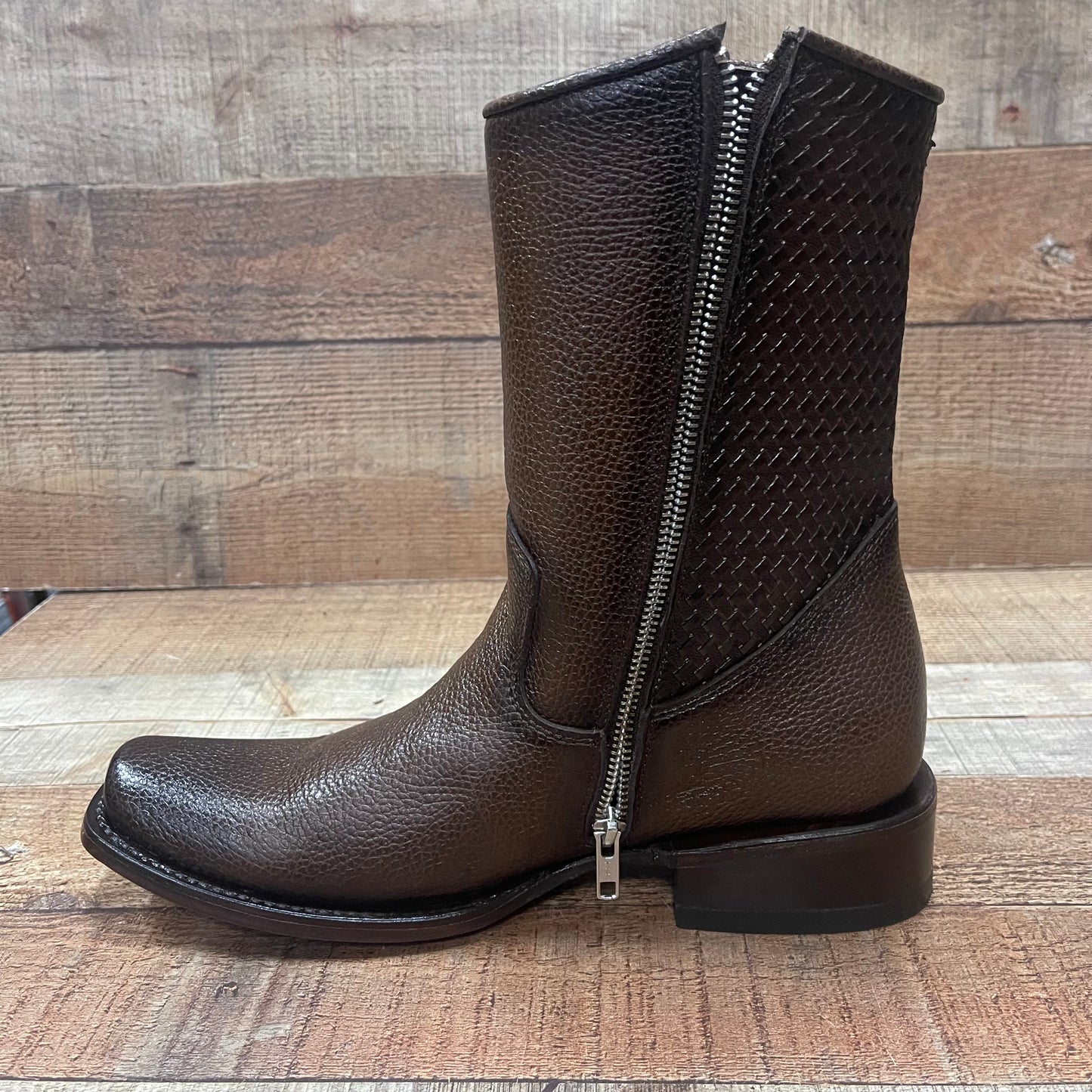 Men's Western Cowboy Zipper Genuine Leather Boots Dubai Toe Est. 004