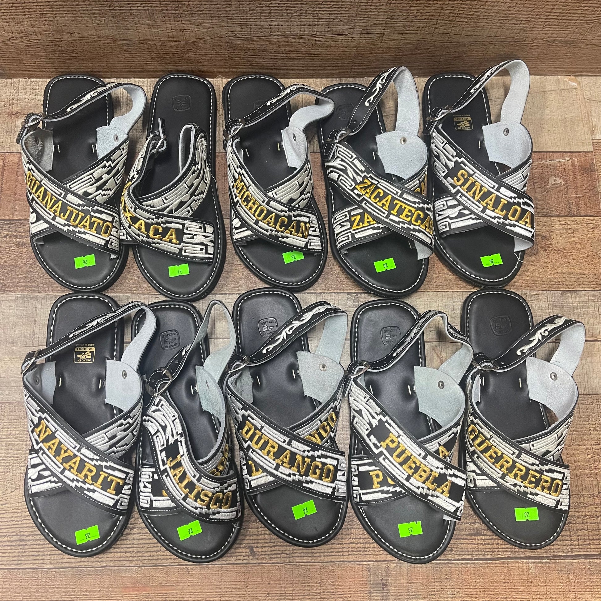 Men's Mexican Leather Cushioned Sandals Embroidery States of