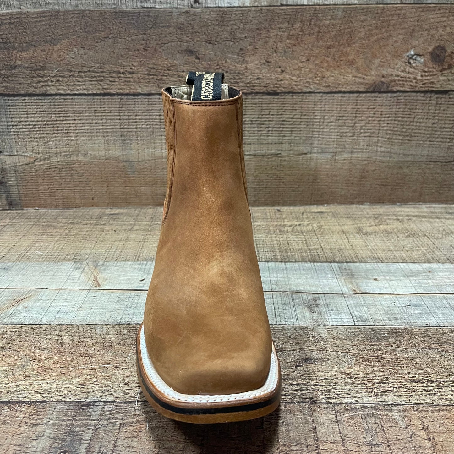 Men's Western Rodeo Cowboy Plain Genuine Leather Ankle Boot Botín Est.360 Nubuck Roble Suela Cuero