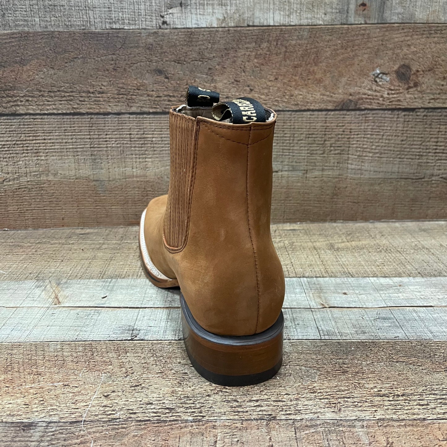 Men's Western Rodeo Cowboy Plain Genuine Leather Ankle Boot Botín Est.360 Nubuck Roble Suela Cuero