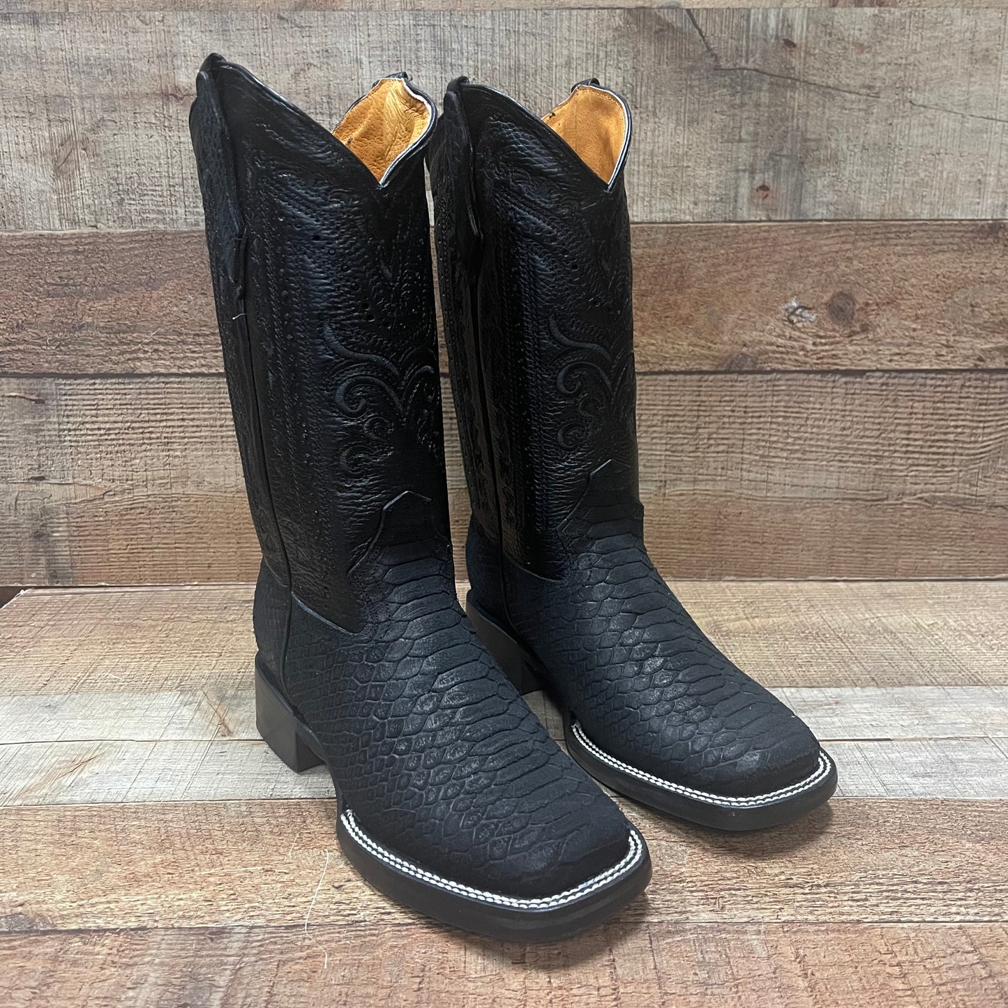 Women's Western Cowgirl Genuine Leather with Python Print Est.725 Piton Dama