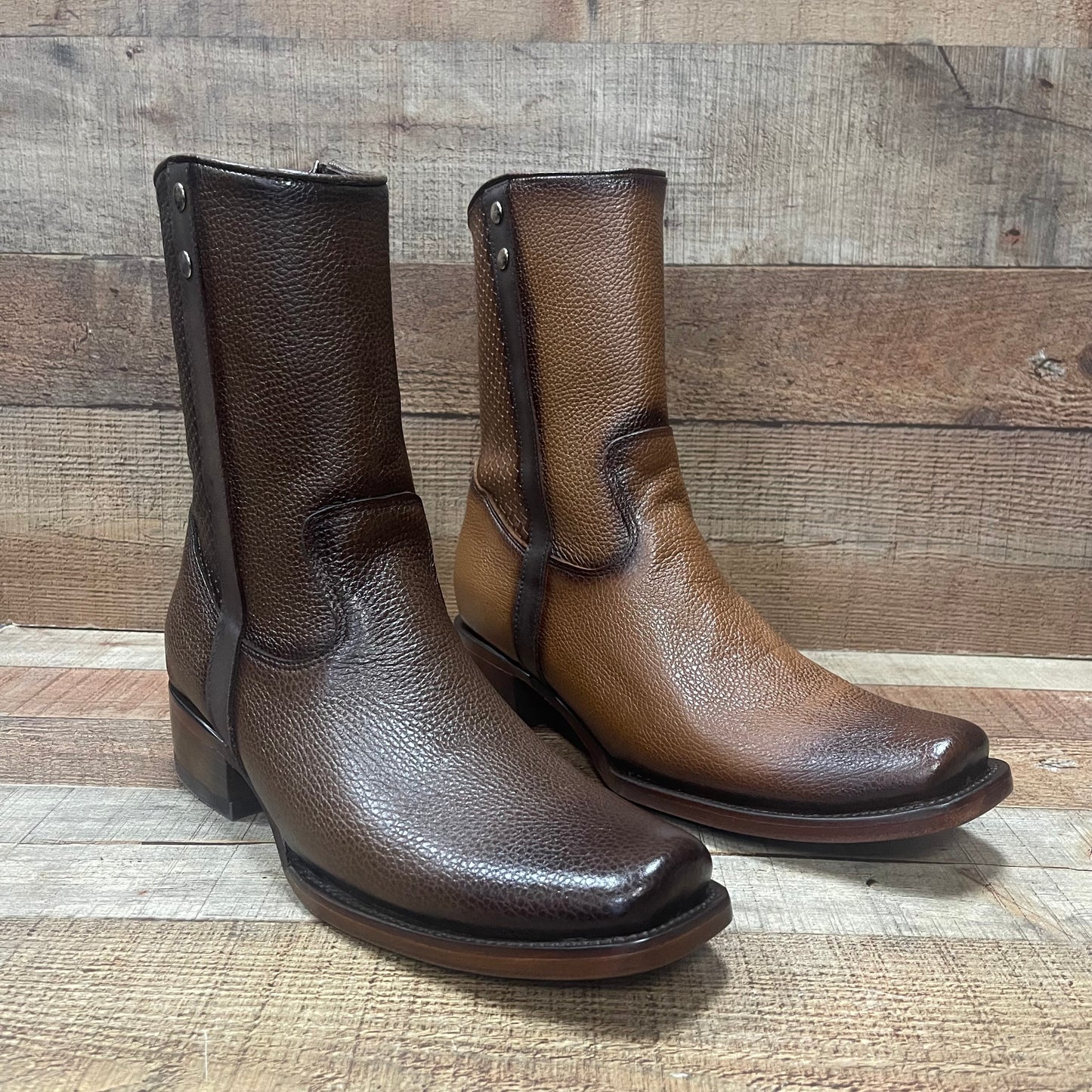 Men's Western Cowboy Zipper Genuine Leather Boots Dubai Toe Est. 261