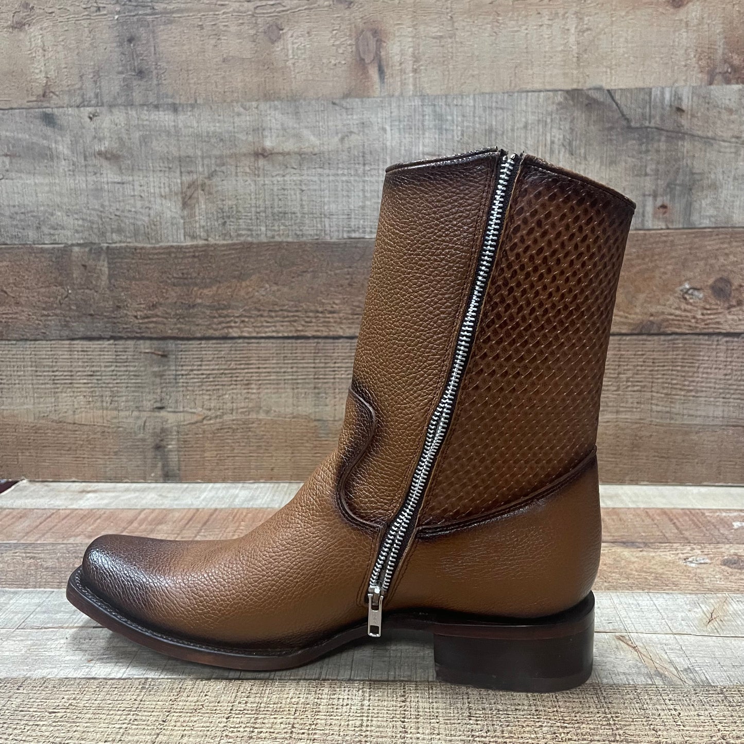 Men's Western Cowboy Zipper Genuine Leather Boots Dubai Toe Est. 261