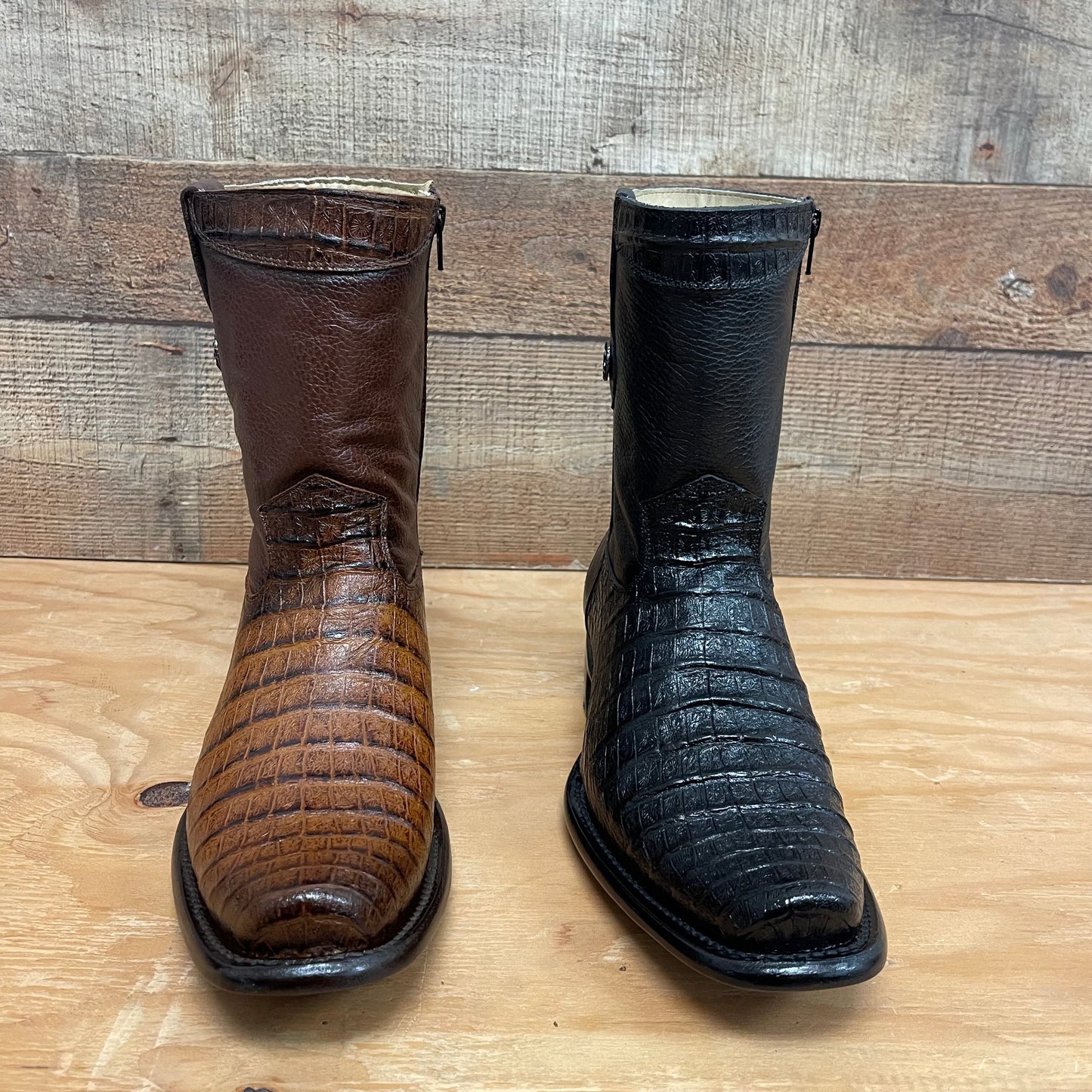 Men's Western Cowboy Genuine Leather with Zipper Crocodile Chest Print Est.268 Pecho Cocodrilo Cierre