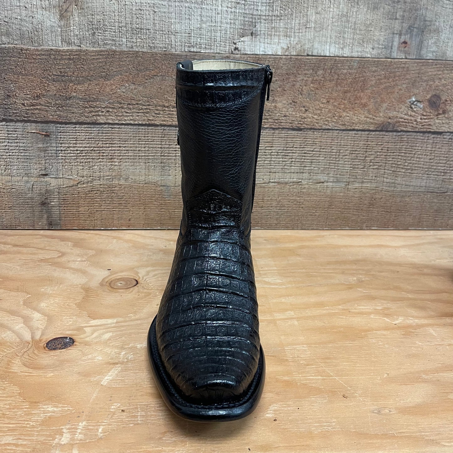 Men's Western Cowboy Genuine Leather with Zipper Crocodile Chest Print Est.268 Pecho Cocodrilo Cierre